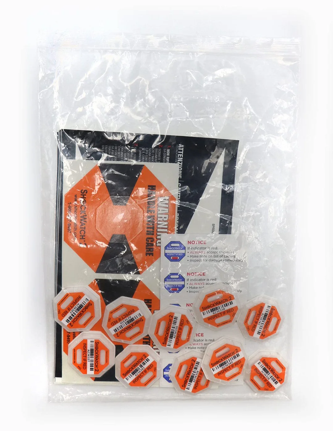 ShockWatch 2 Indicador de Impacto 75G Naranja para Transporte y Embalaje | Pack de 10 Unidades