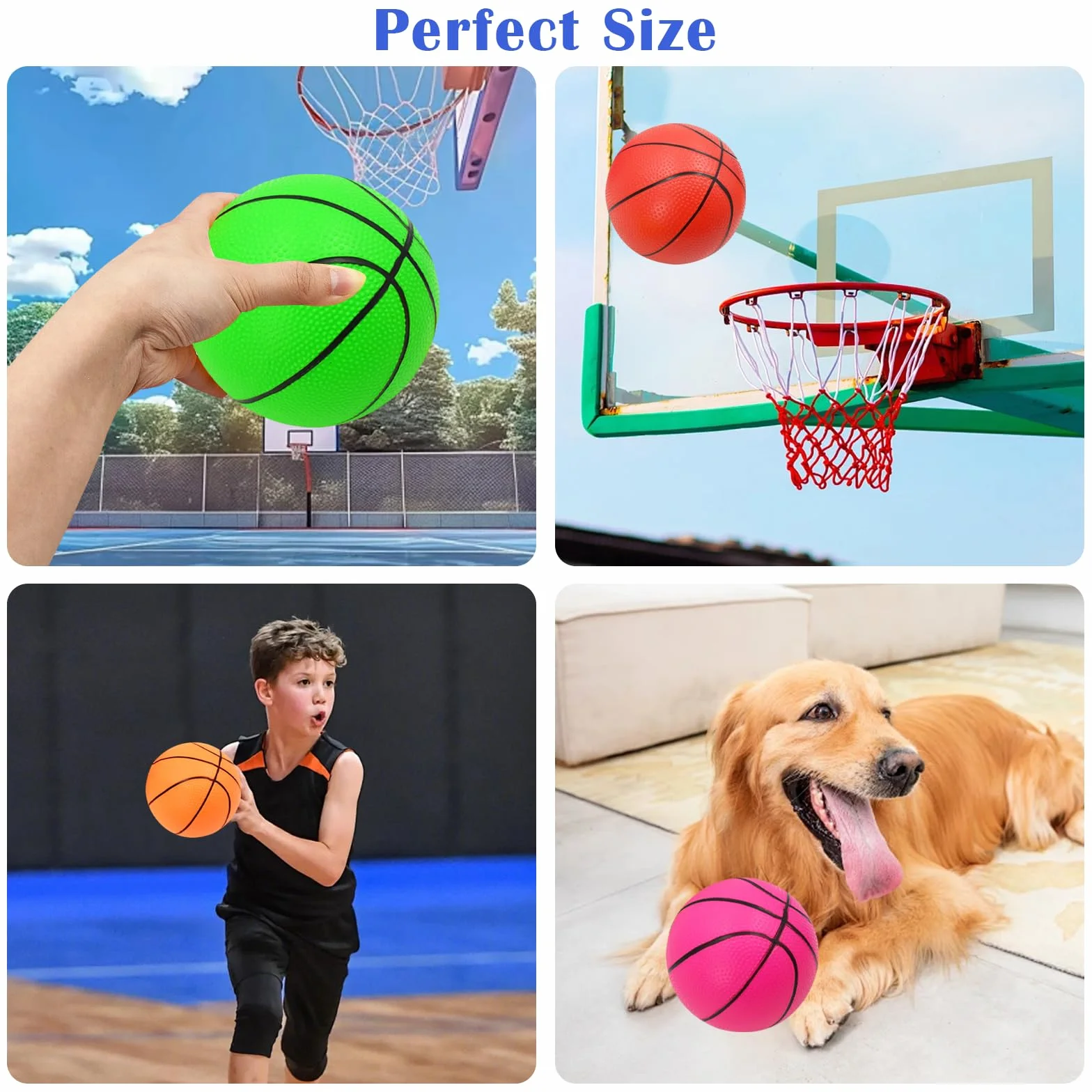 Juego de 6 mini pelotas de baloncesto PVC 15 cm con bomba para niños interior exterior