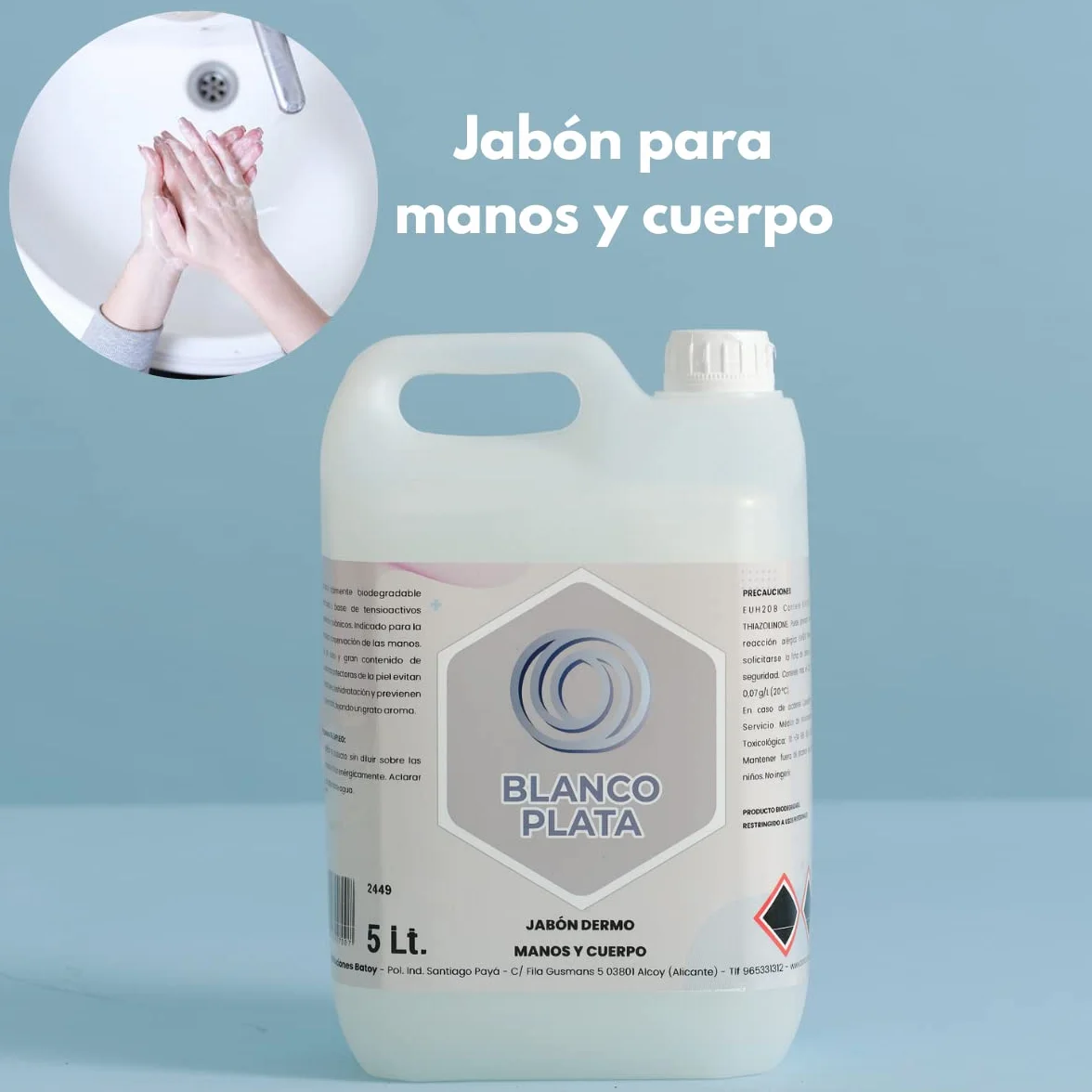 Blancoplata Jabón Líquido Manos y Cuerpo Aroma Jazmín pH Neutro 5L