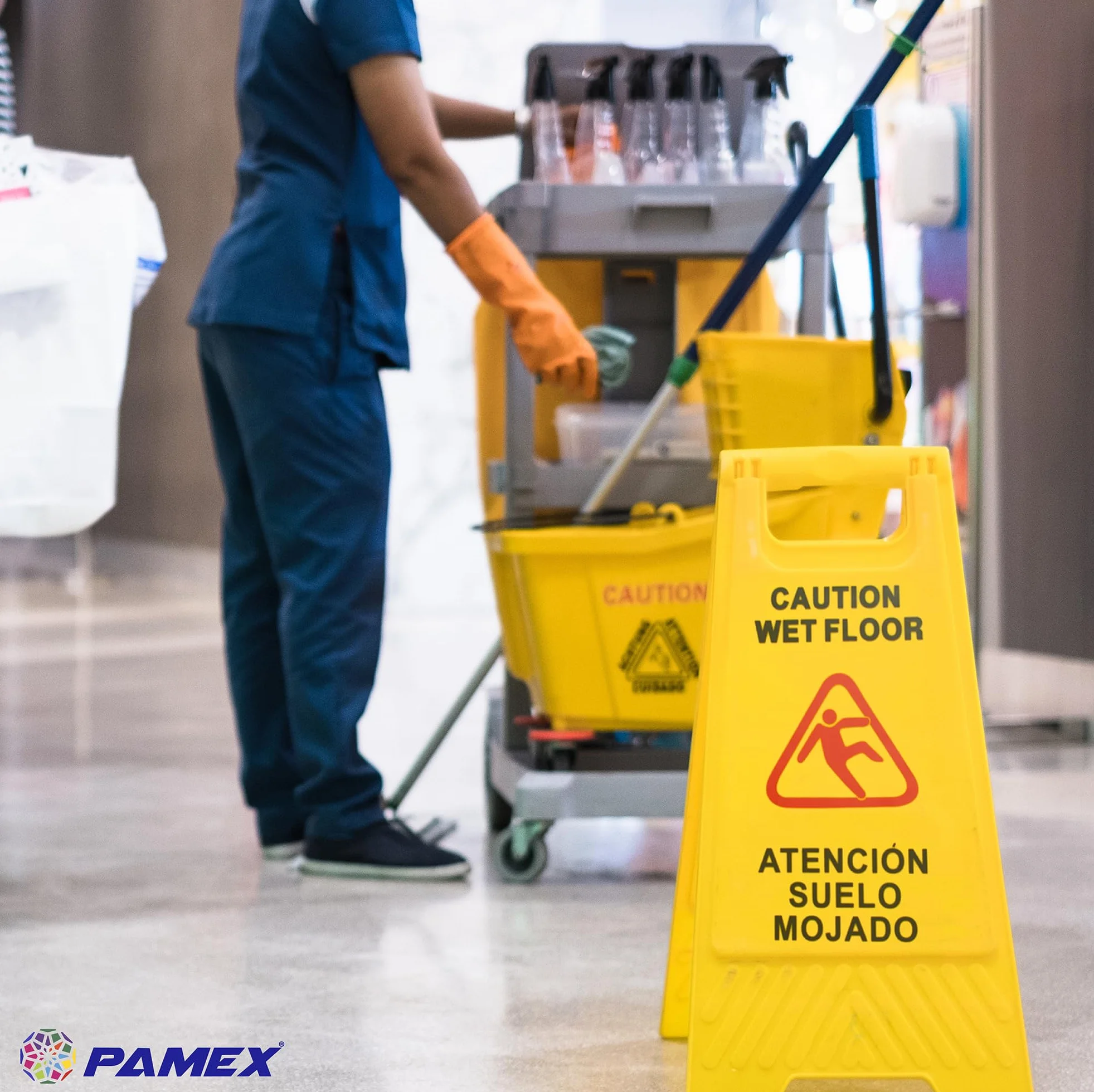 PAMEX Carro de Limpieza Profesional Multiusos para Hostelería, Restaurantes, Comercios, hospitales, Oficinas y Grandes Superficies.