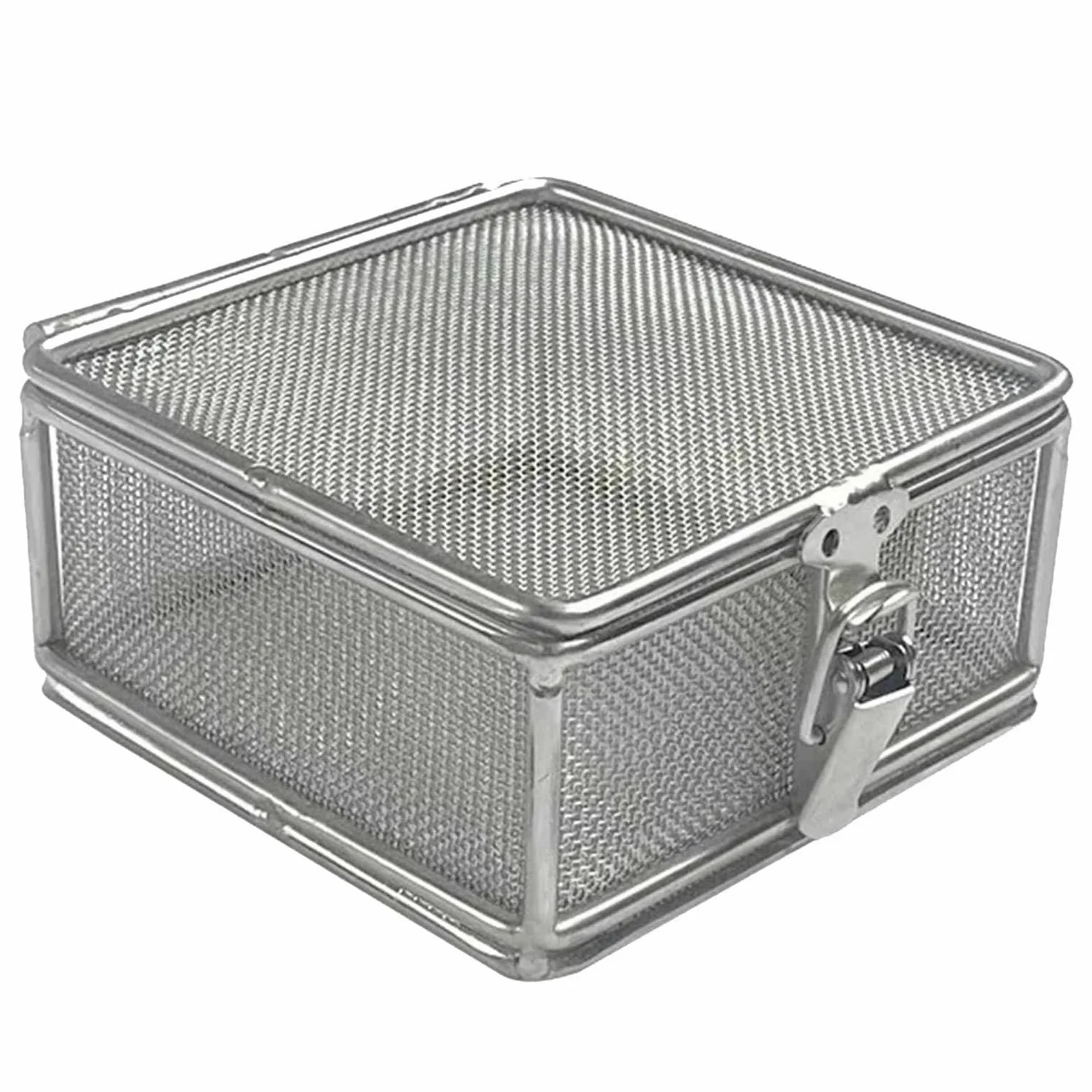 Cesta de Esterilización Médica de Acero Inoxidable 304 con Tapa, Malla de 1 mm, para Instrumentos Quirúrgicos, Médicos y Dentales