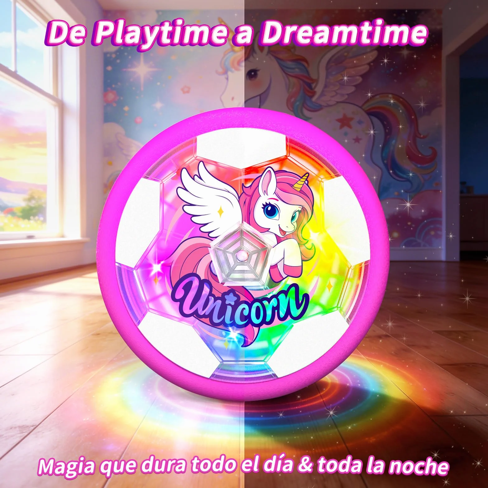 Unicornio Balon Futbol Luminosos Juguetes Niños 4-12 Años Air Power Football Flotante Regalo Navidad Cumpleaños