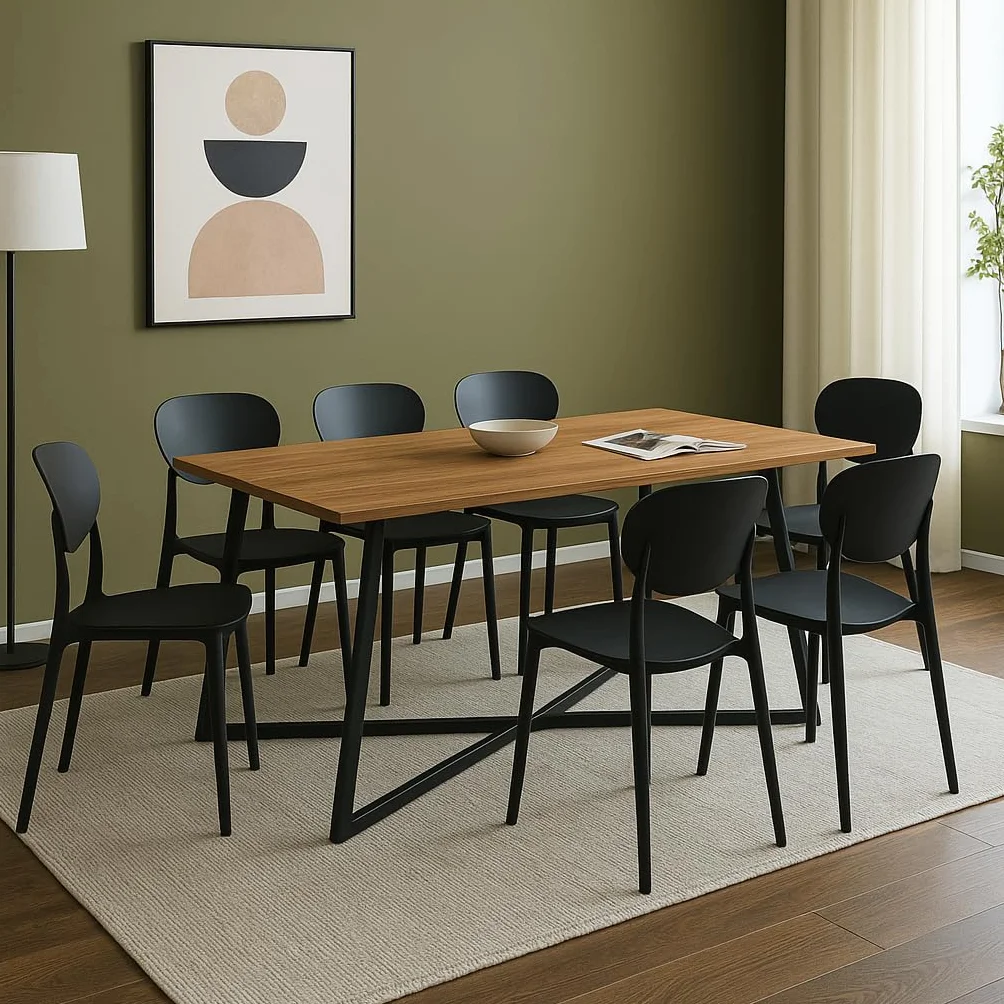 Genérico M1C - Pack 5 Sillas de Comedor Videl, Sillas para Cocina o Exterior, Jardín, Color Negro, Asiento y Respaldo en Polipropileno, Patas metálicas