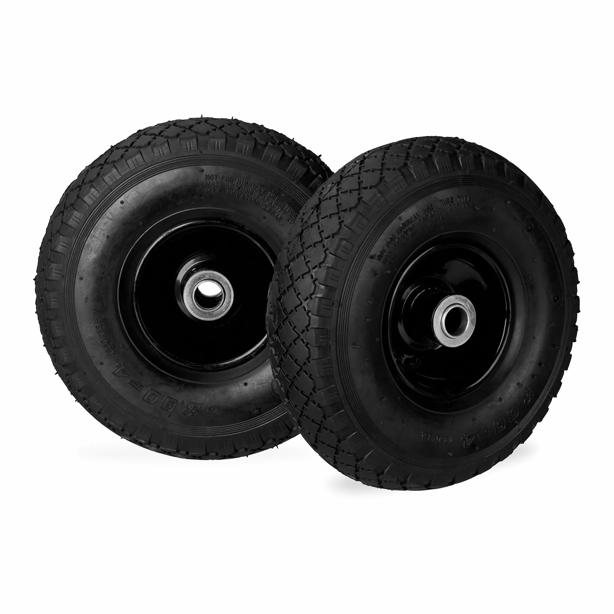 Relaxdays Juego de 8 Ruedas de Carretilla, 3.00-4, hasta 100kg, Llanta de Acero, 260 x 85 mm, Negro