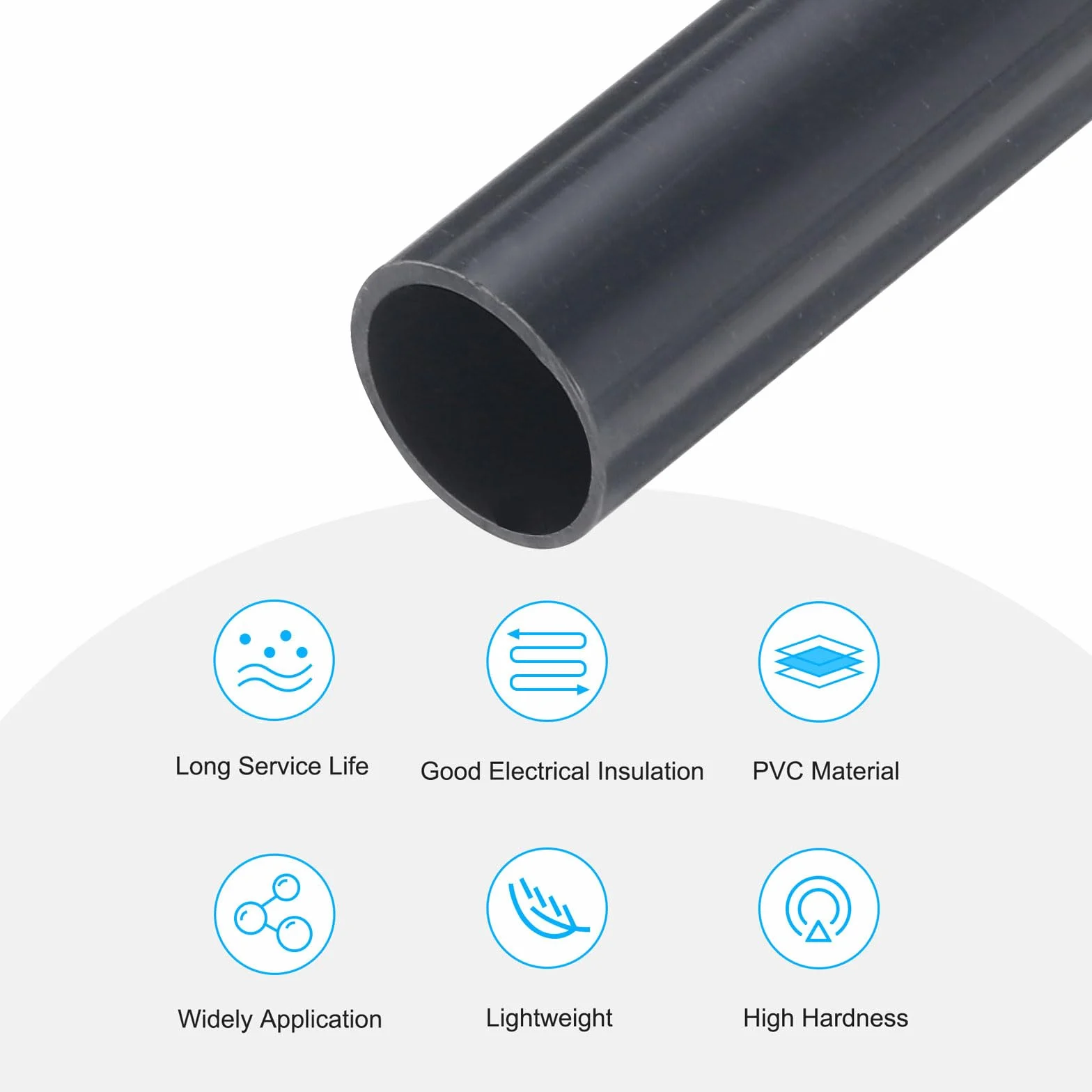 QUARKZMAN Tubo Rígido PVC 1/2 Pulgada 12mm ID 14mm OD Longitud 9" Gris Oscuro 2 Piezas