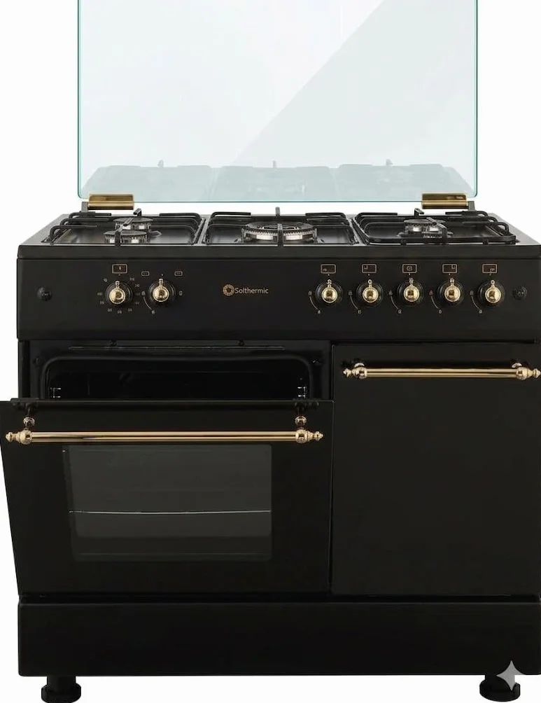 SOLTHERMIC F9LT50G2 Kuchenka Gazowa 5 Palników Piekarnik 64 L Styl Rustykalny Czarna
