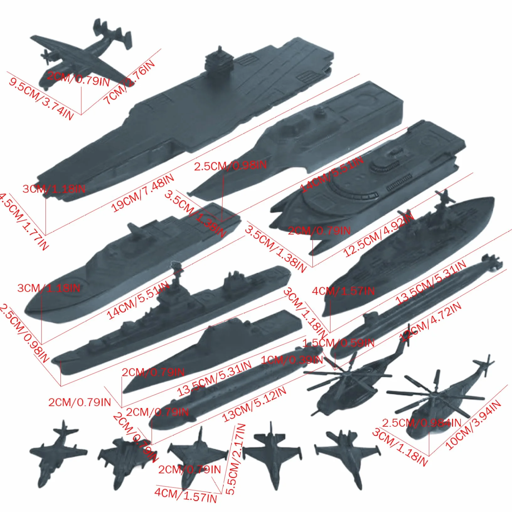 Portaaviones Juguete 17 Piezas Aviones Combate Acorazados Submarinos Plástico