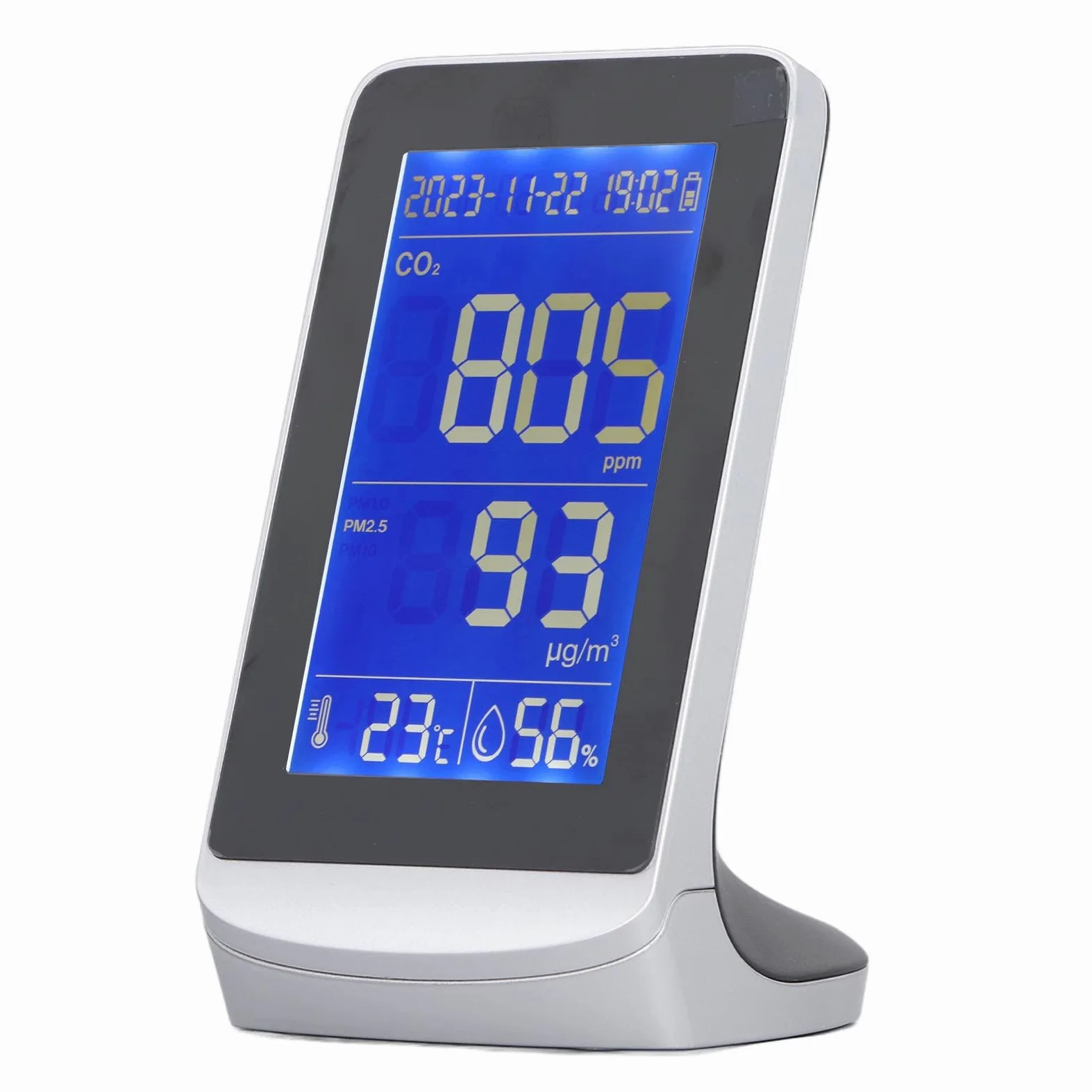 Monitor de calidad del aire con sensor infrarrojo NDIR, detector de partículas PM2.5/PM10, medidor de temperatura y humedad con batería de 3000 mAh para espacios