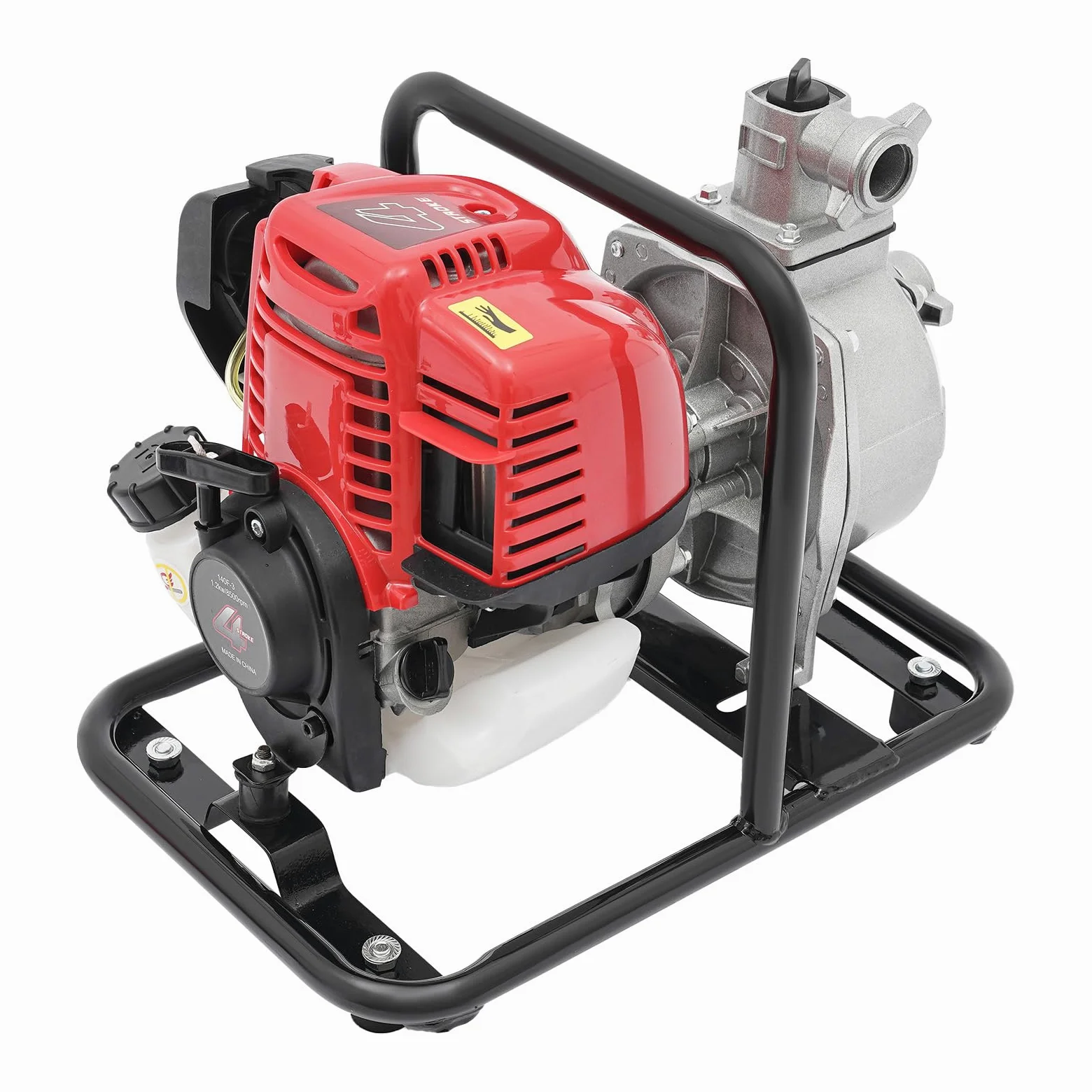 Bomba de agua de 38 cc, 1,2 kW, altura de extracción de 30 m, 8500 rpm, bomba de agua sucia con motor de 4 tiempos, bomba de gasolina, base de metal, asa de transporte