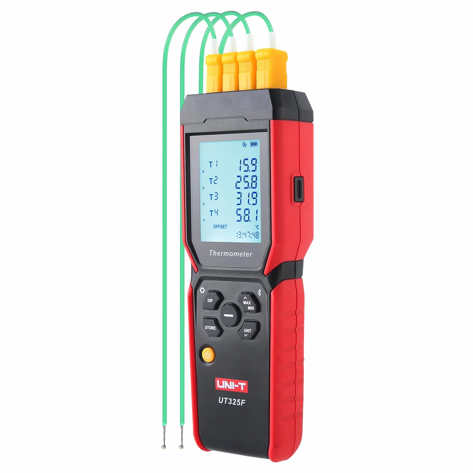 Termómetro inteligente Bluetooth UT325F 4 canales tipo K J T E R S N
