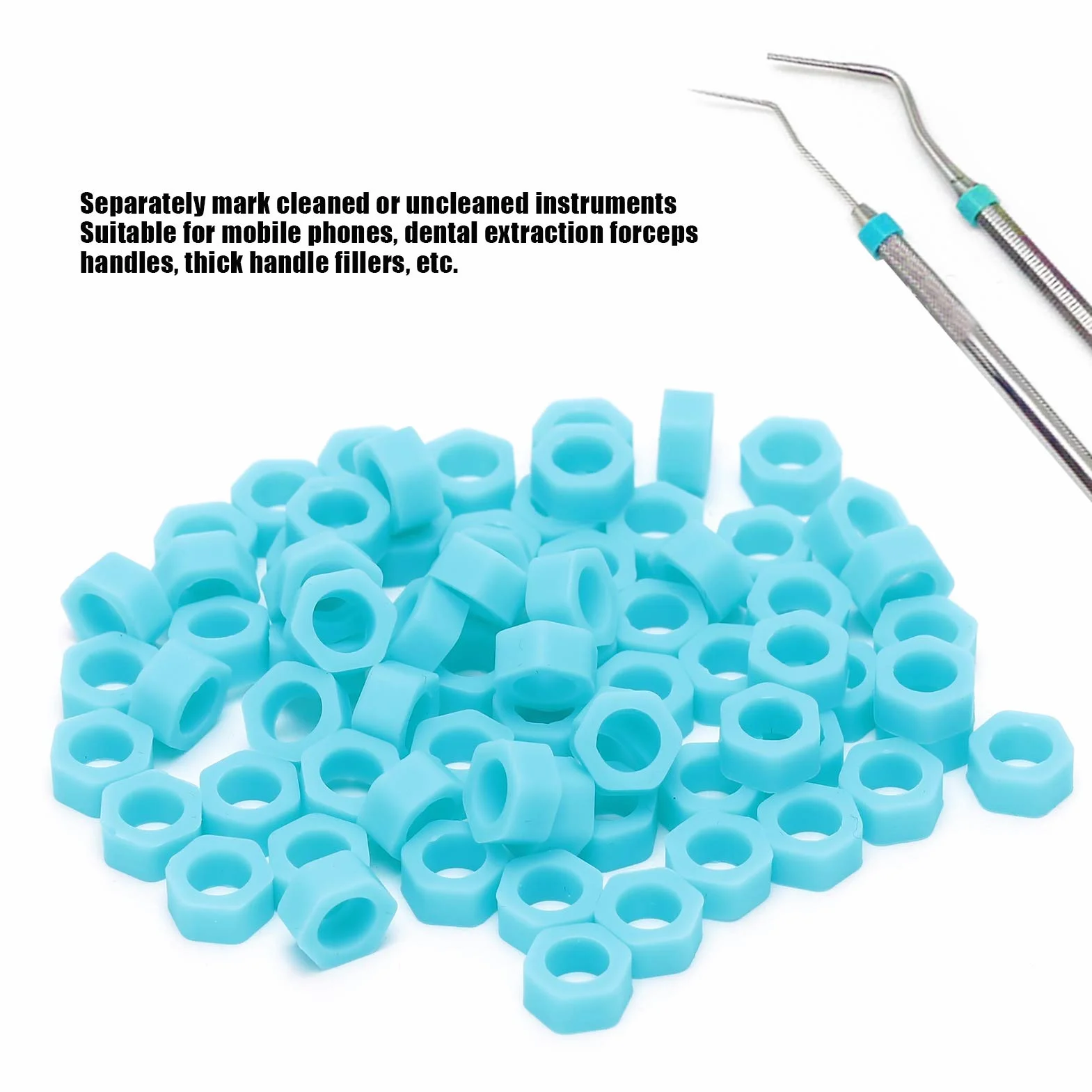 Anillos de código dental 100pcs, material de los dentistas autoclavable del círculo del código del instrumento del silicón