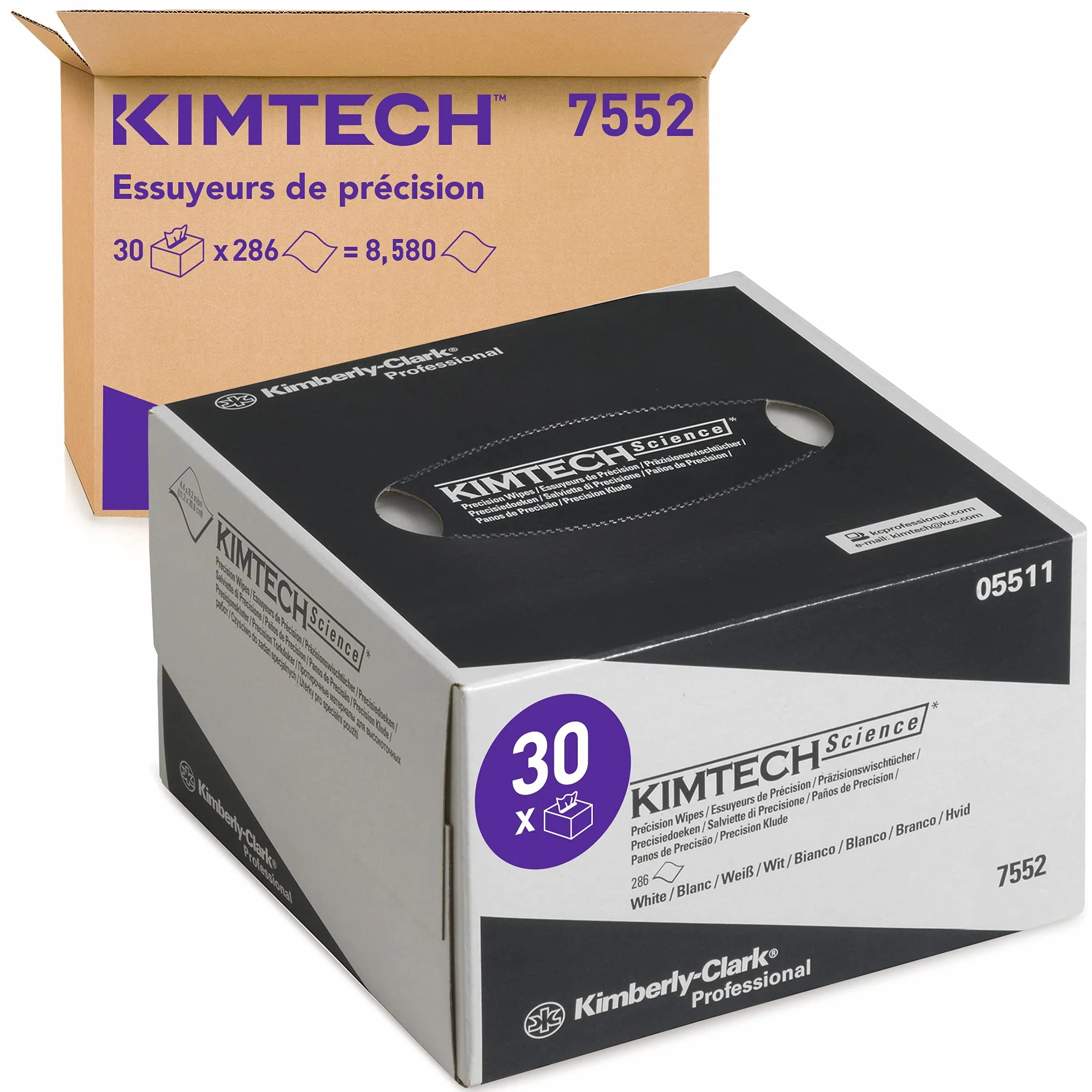 Kimtech Science Paños de Limpieza 7552, 1 Capa, Para Tareas Delicadas, 30 Cajas x 280 Paños (8.580 en total)