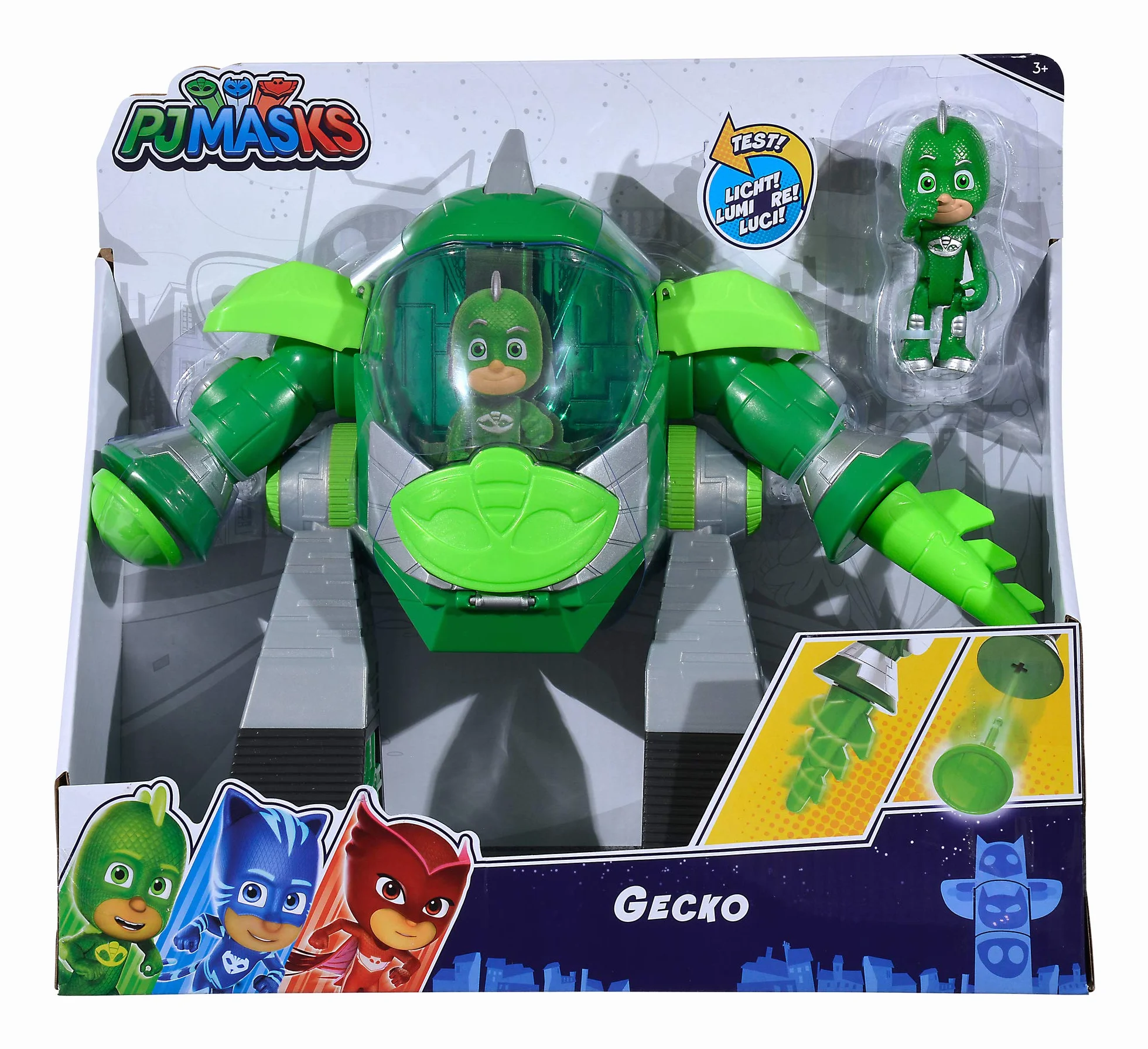 Simba PJ Masks Turbo Robot Gecko 23 cm con luz y cañón