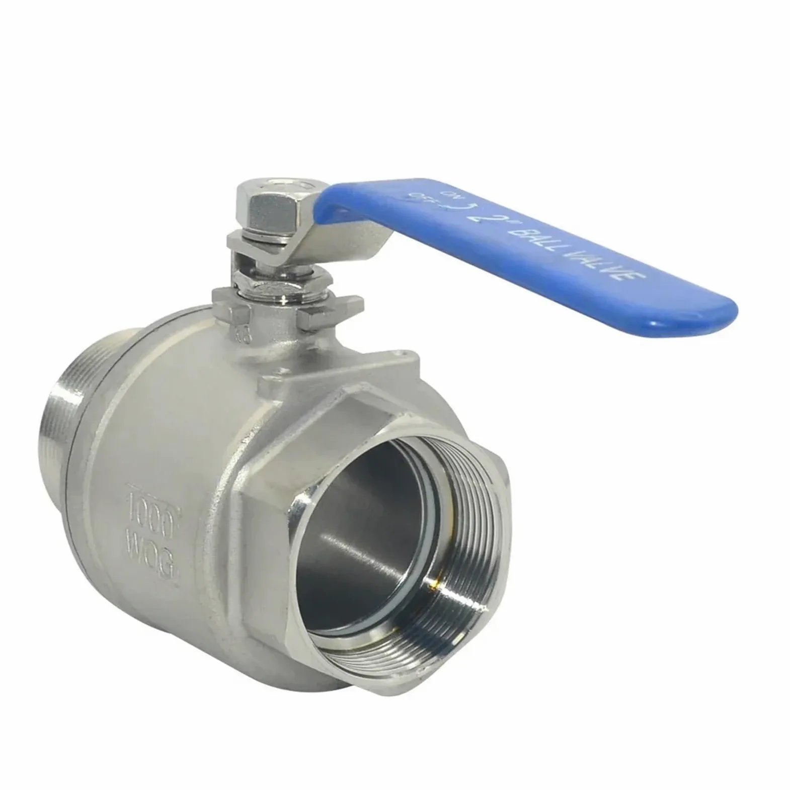 1 Uds 304 válvula de bola 2P acero inoxidable 1/4 3/8 1/2 "3/4" "2" BSP adaptador instalación del interruptor aceite Gas agua rosca macho y hembra(2")