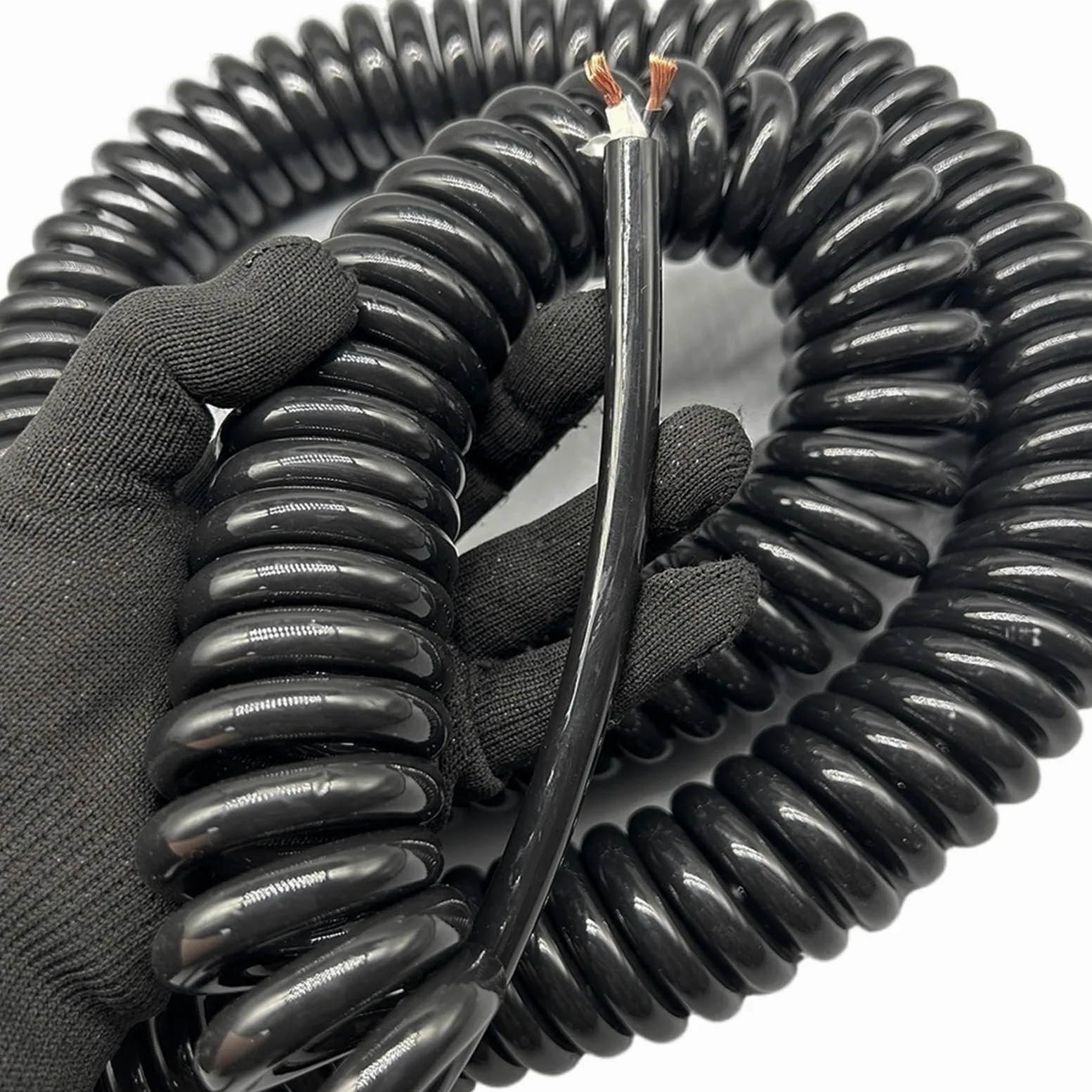 Hélice elástica, Cable de Alambre súper Suave 2 núcleos, Cable alimentación telescópico elástico Cuadrado,5mm, Bobina retráctil en Espiral Resorte(Stretch 4 Meter)