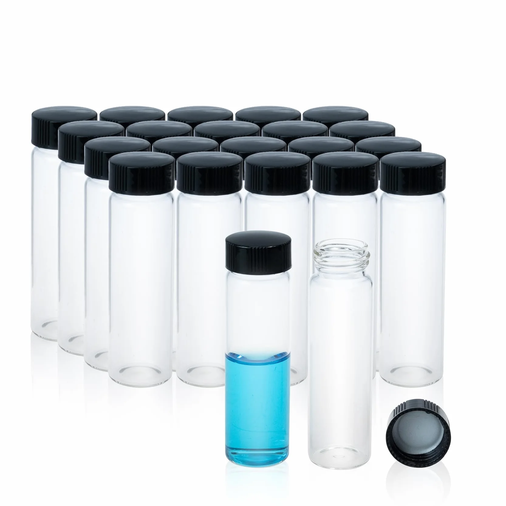 ALWSCI Botellas de Muestras de Vidrio 40 mL 24 mm Tapa PP PE Liner 27,5 x 95 mm