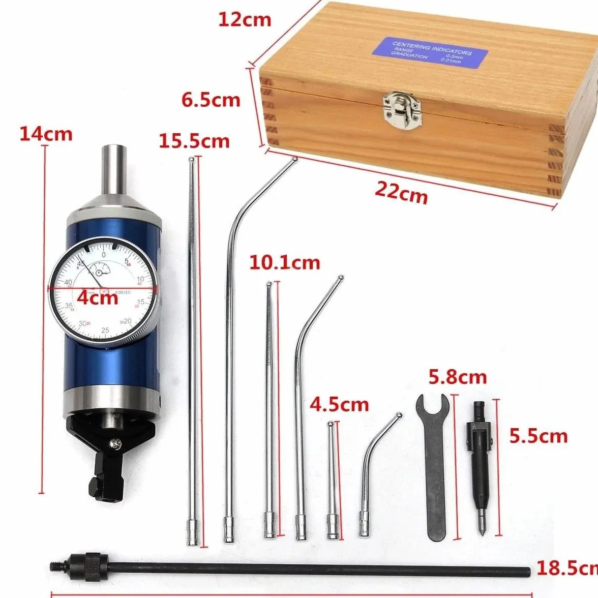 Indicador de Centrado Coaxial Fresadora, 0-3mm Dial de Alineación Test Juego Completo