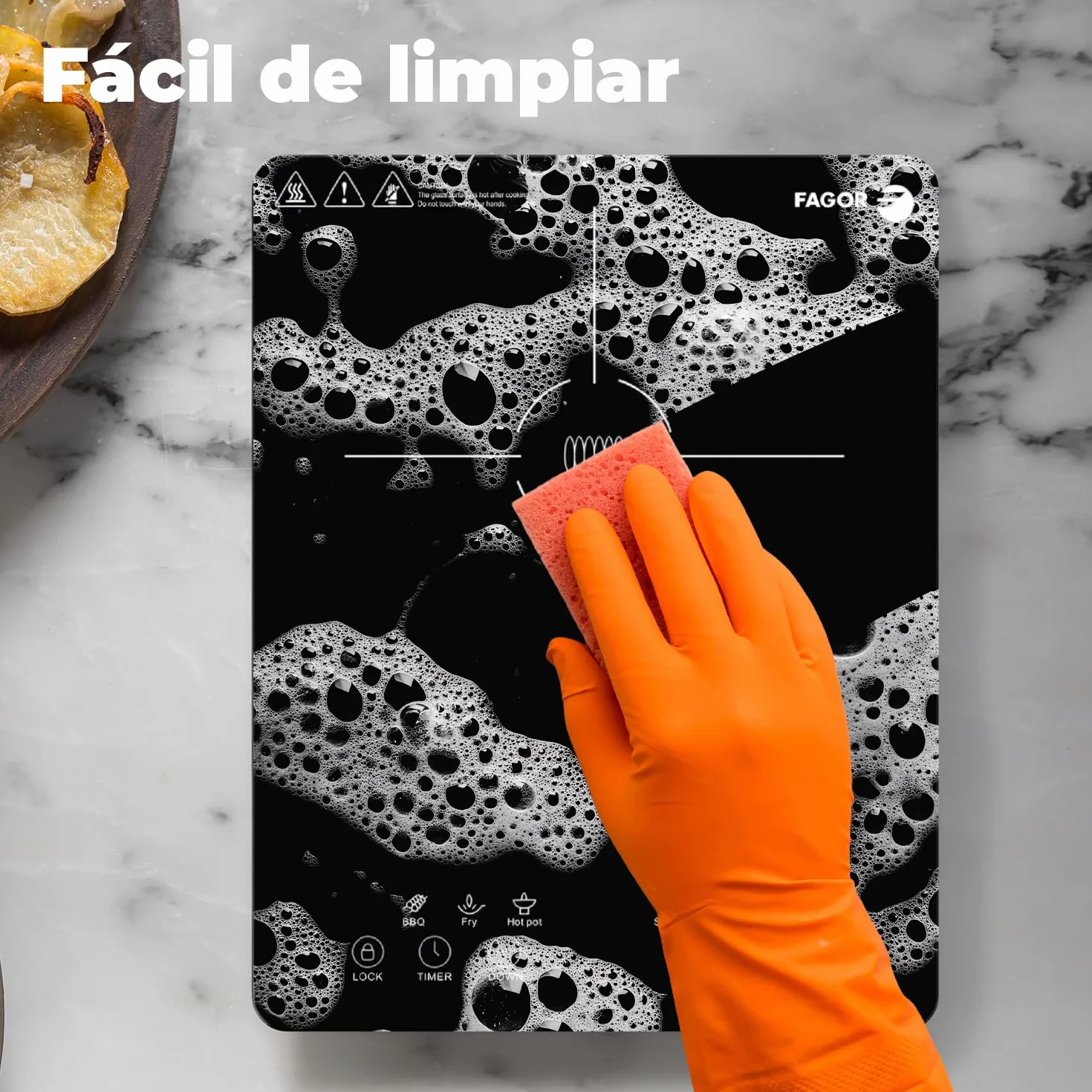 FAGOR Lexie Placa de Inducción Portátil 2000W Ultra Slim con Pantalla Táctil
