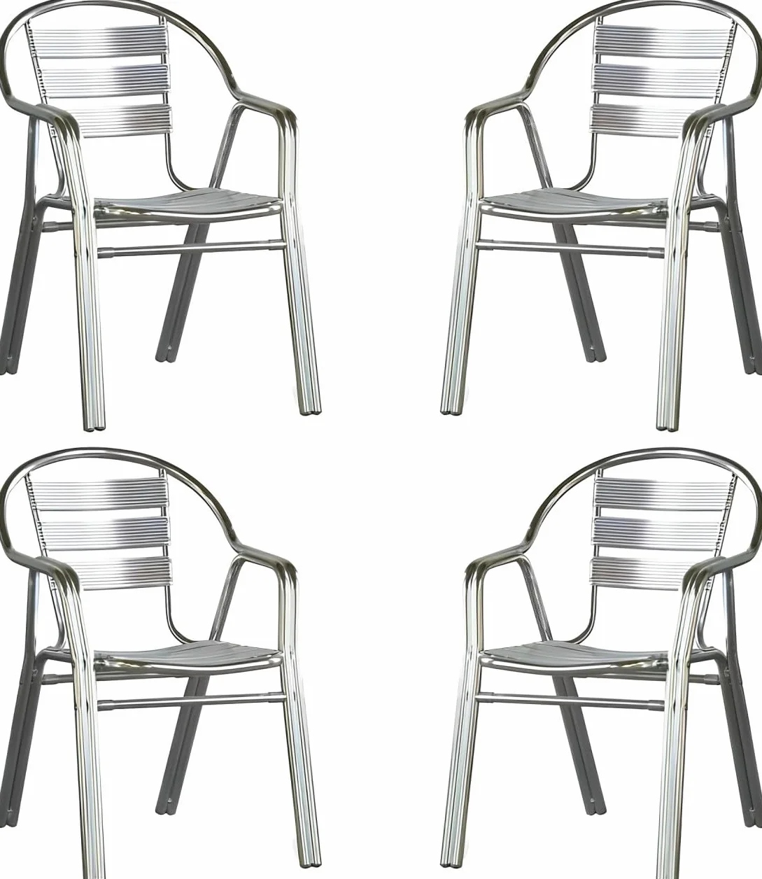 MBH – Silla de Aluminio de Doble Tubo para hostelería. Silla Industrial para terraza Exterior e Interior de Bar, Restaurante, Hotel y cafetería. Mobiliario hostelería (4 Unidades).