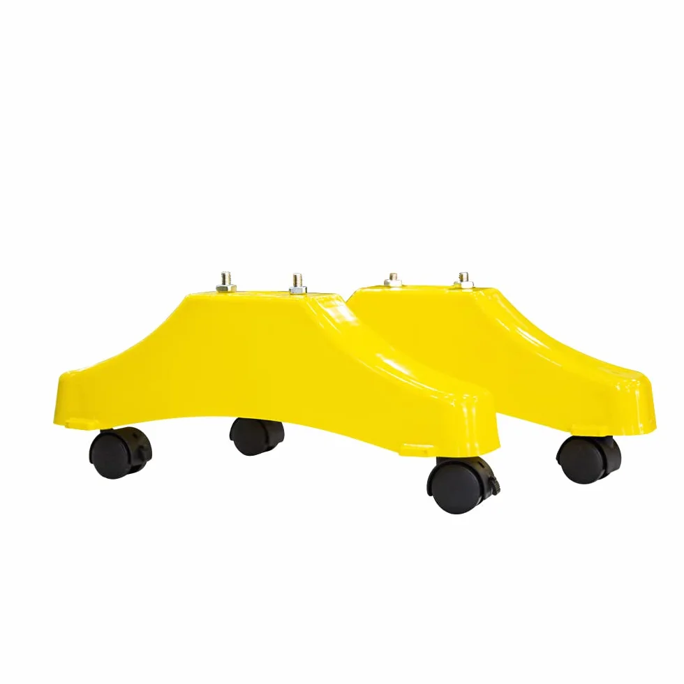 Barrera de seguridad plegable amarilla - 350 cm | Barricada extensible de plástico para seguridad peatonal | Valla de barricada móvil portátil con 4 ruedas