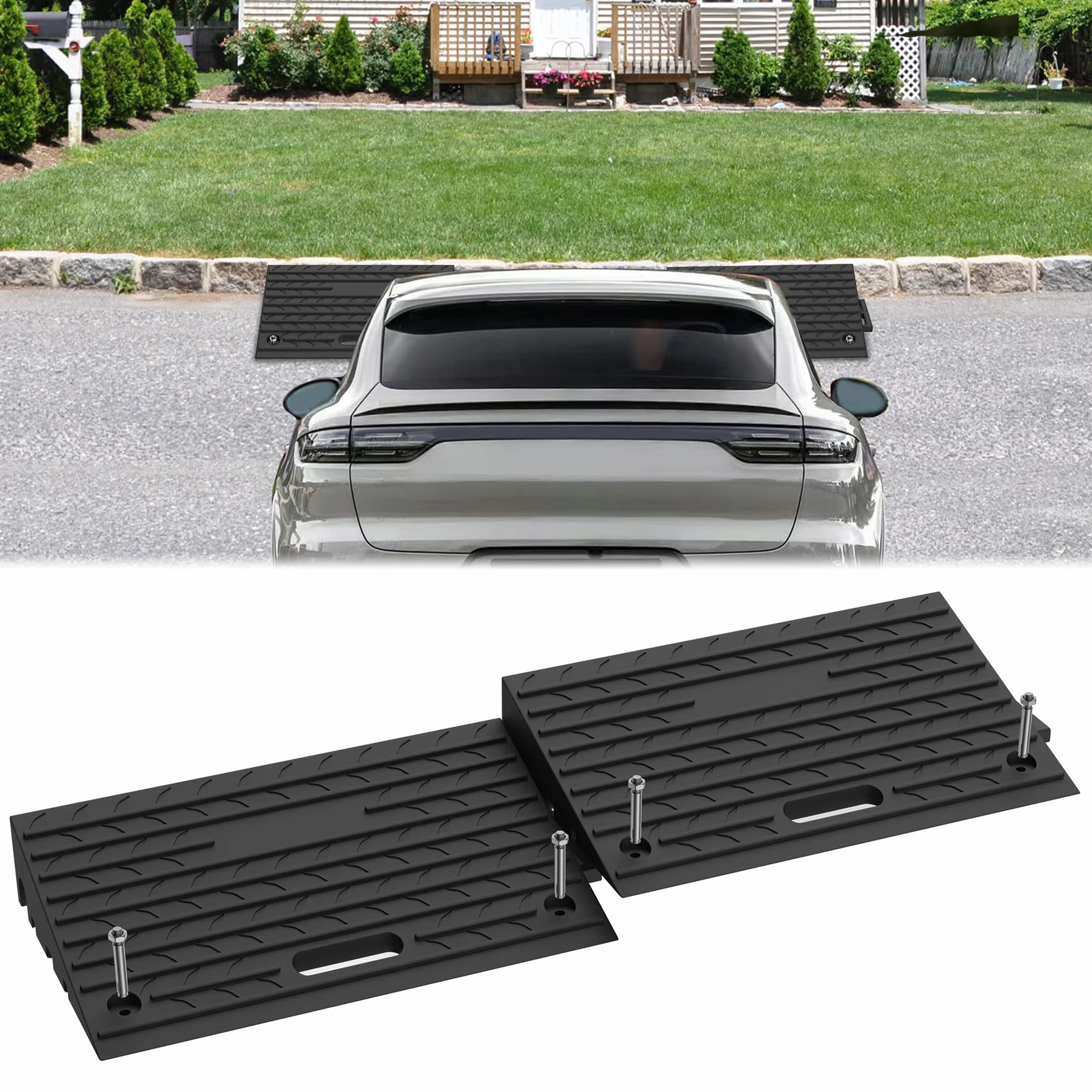 Froadp 2 piezas rampa de bordillo de goma para auto motocicleta vehículo silla de ruedas