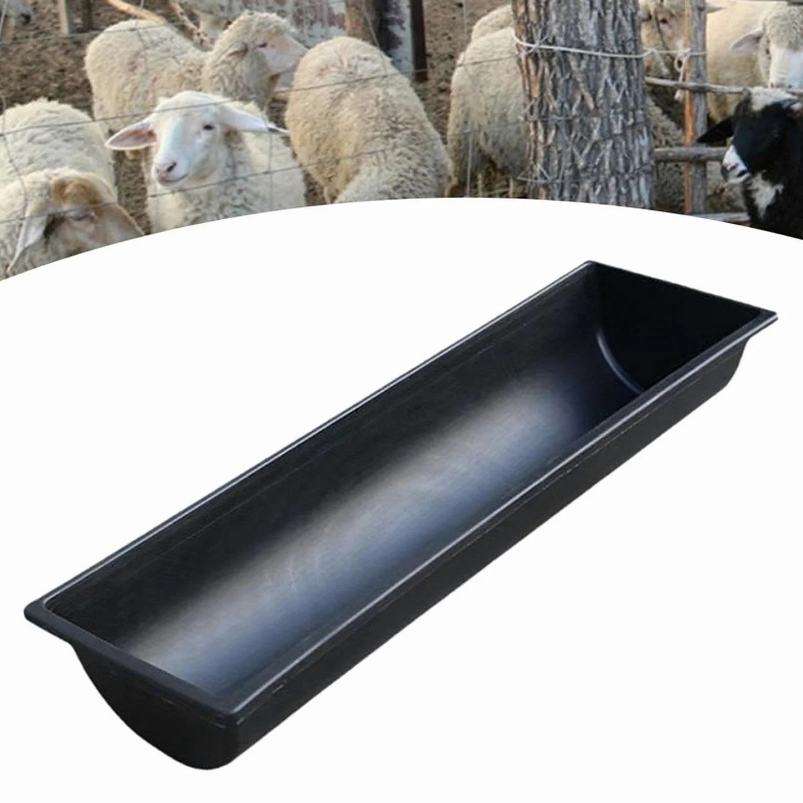 Comedero para Ganado Abrevadero para Vacas Alimentador para Ovejas Y Contenedor Profundo de Gran Capacidad para Alimentación Eficiente Adecuado para, 45 Cm X 25 Cm Negro