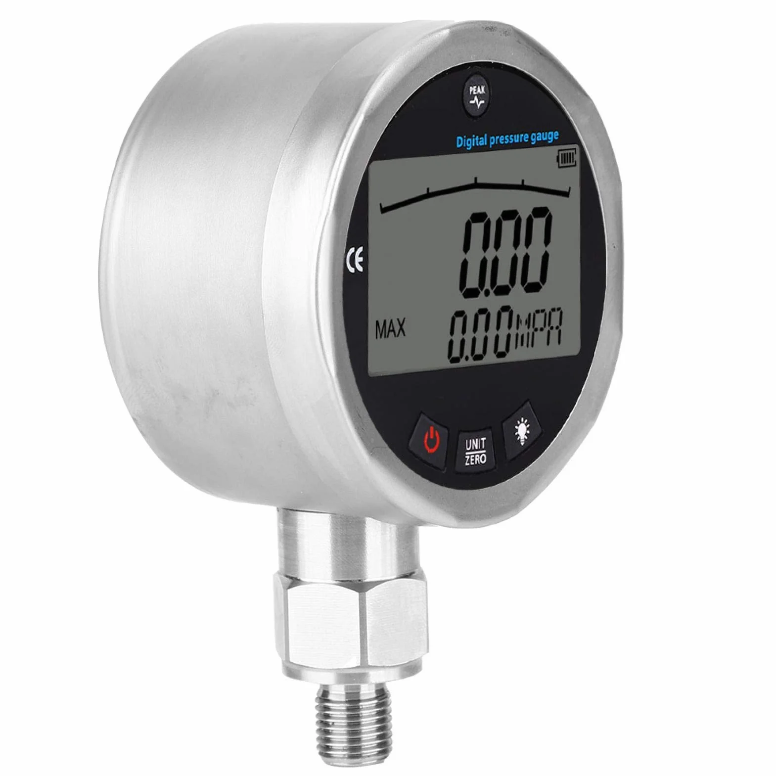 Manómetro digital de presión hidráulica, Medidor digital 400BAR 0-40Mpa 10000PSI con conector G1/4 Instrumento de Medición de Presión para Diferentes Aplicaciones Industriales