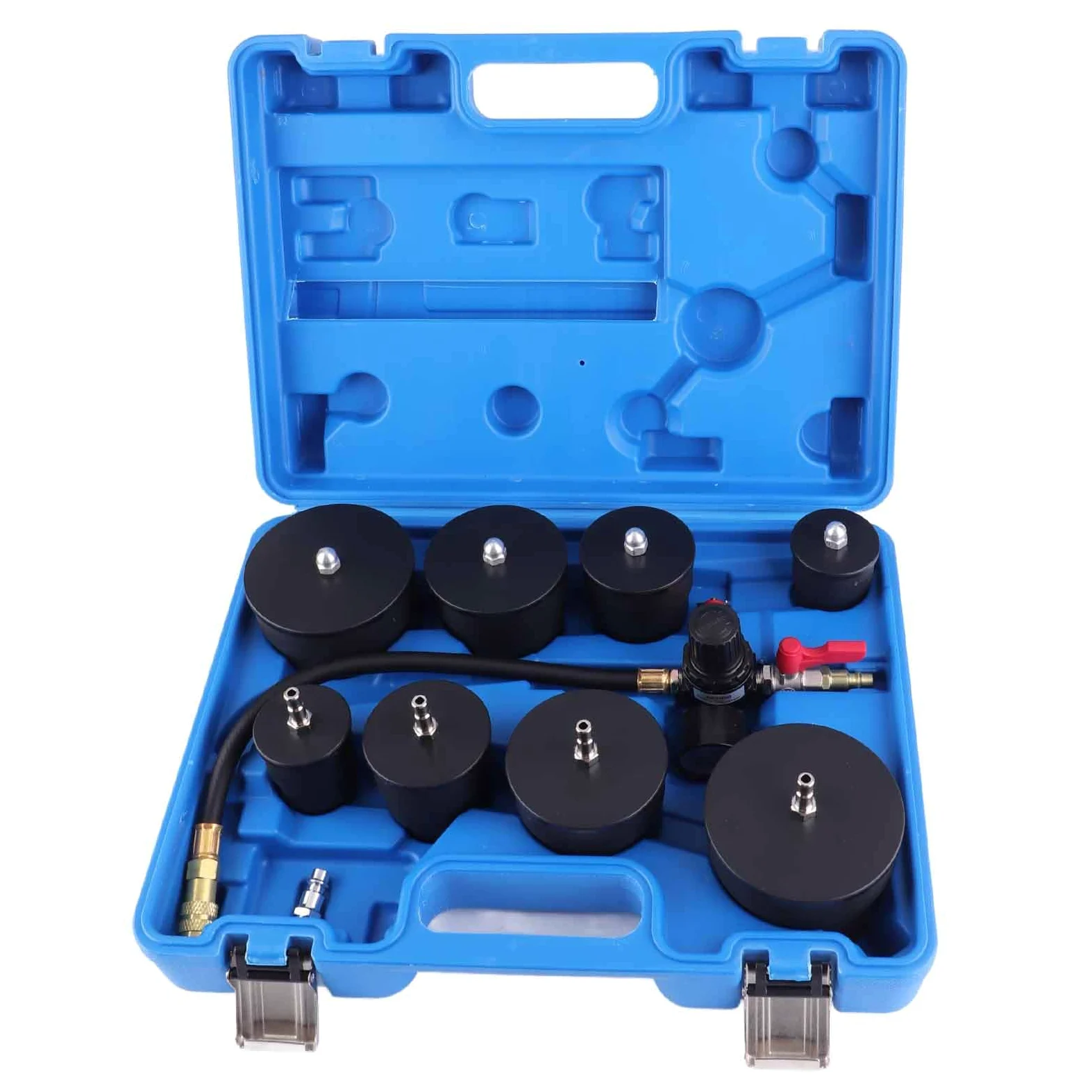 Kit de prueba de fugas del turbo de 9 piezas, probador de fugas de sobrealimentación de turbocompresor con manómetro de 0 a 6 bares, incluye 4 adaptadores escalonados para