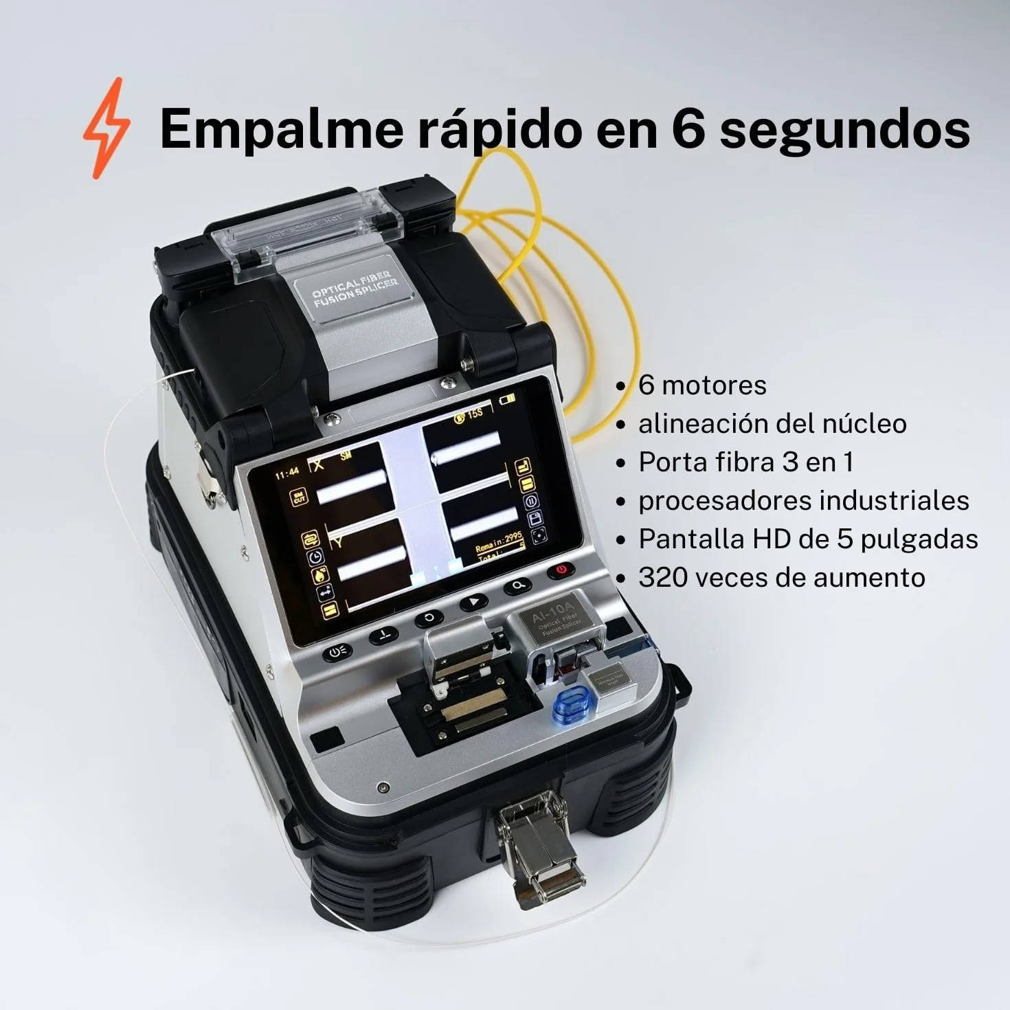 Fusionadora de fibra óptica AI-10A con cuchilla eléctrica OPM VFL empalmador de fusión 4ta generación 7800 mAh