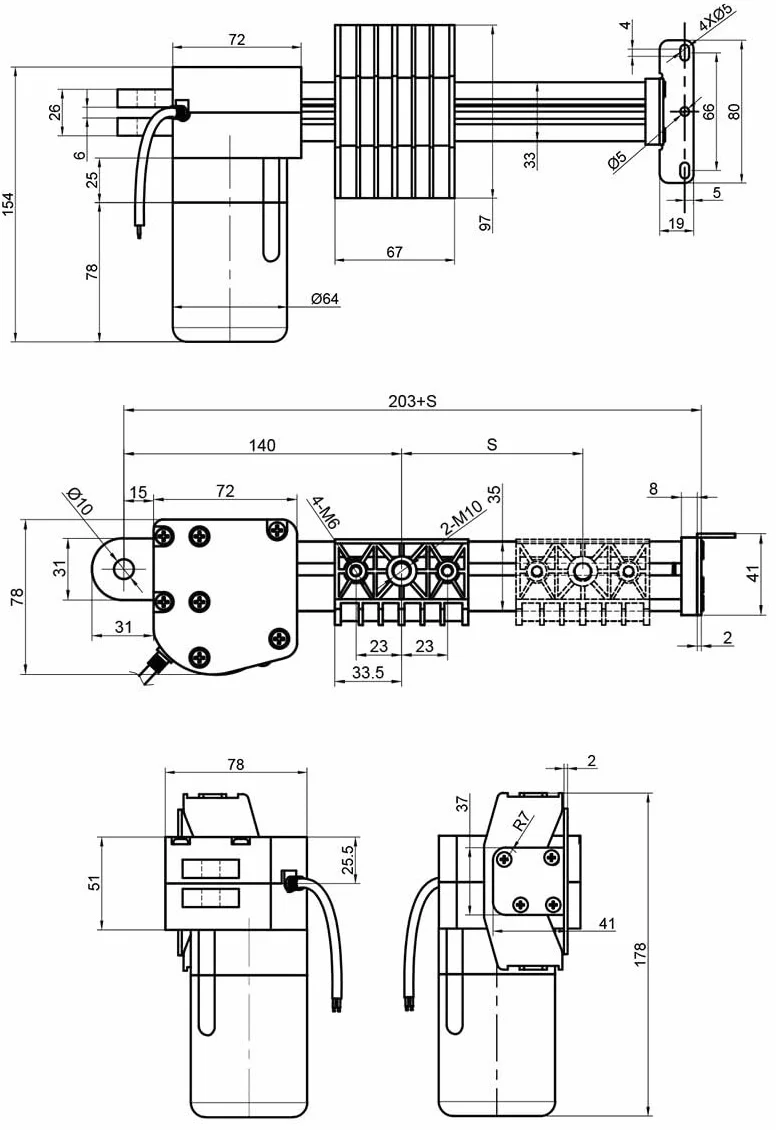 Actuador lineal de carrera de 10-1200 mm, elevación máxima de servicio pesado de 200 kg 2000 N, velocidad de 36 mm/s, 12 V 24 V CC, for elevación de ventana de sofá SUNBING (Color : Stroke 550MM)