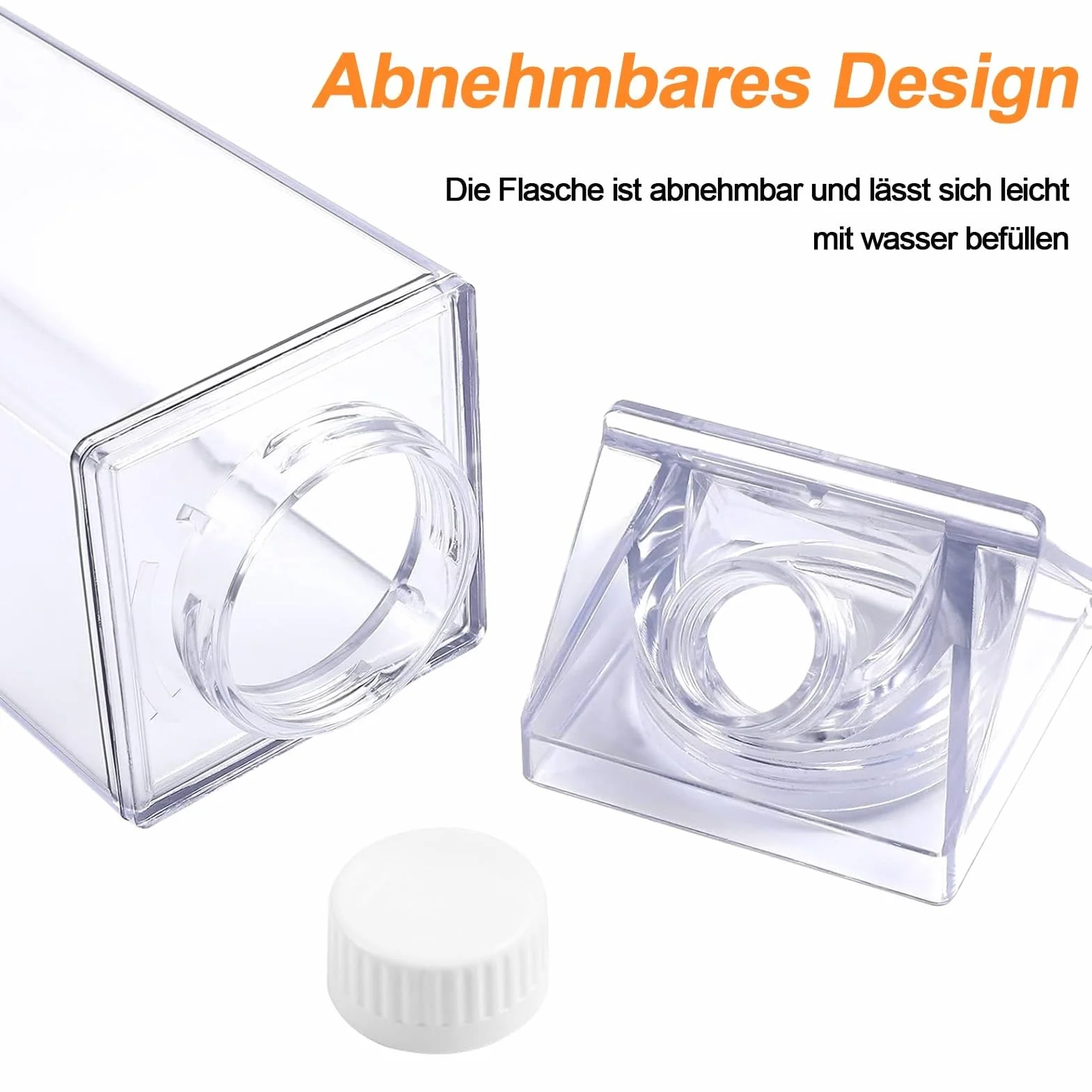 2 Piezas Botella de Agua Transparente, 500 ml de Cartón de Leche transparente, Reutilizable Botella Contenedor de Zumo, Botella de Agua Transparente de Gran Capacidad, para Almacenar Bebidas, Leche