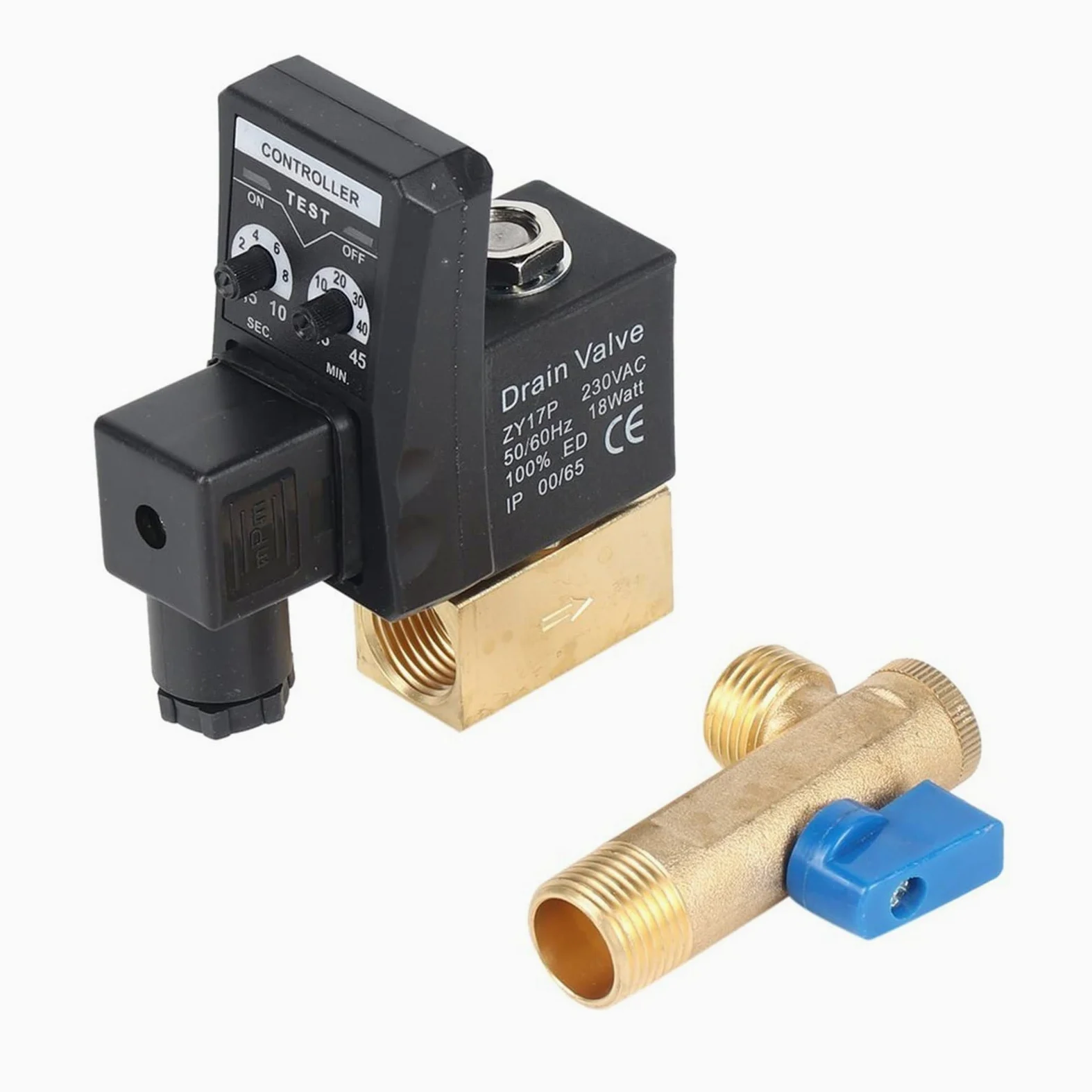 Válvula de Drenaje electrónica Válvula de Drenaje automática del Tanque de Gas temporizada 1/2 quot; Puerto AC 220V Válvula de latón de 2 vías for compresor de Aire 1 Uds