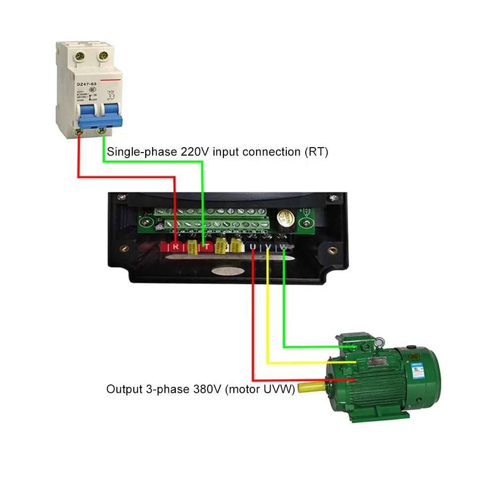 Oumefar Inversor VFD 5.5KW, Convertidor Frecuencia 220V Monofásico a 380V Trifásico, Control Motor con Ventilación, Controlador de Motor con Variador de Frecuencia