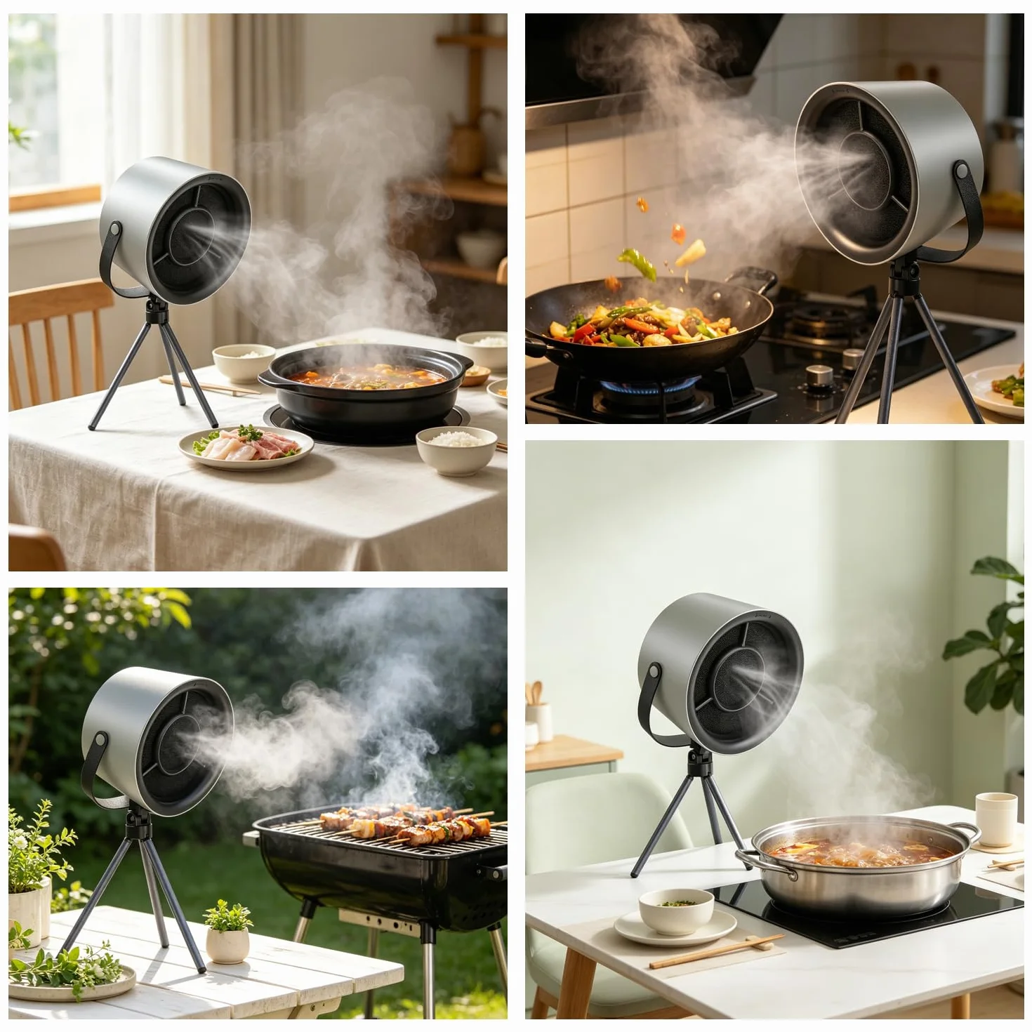 Campana extractora portátil 9 W mini con trípode extraíble 3 velocidades para camping RV barbacoa cocina