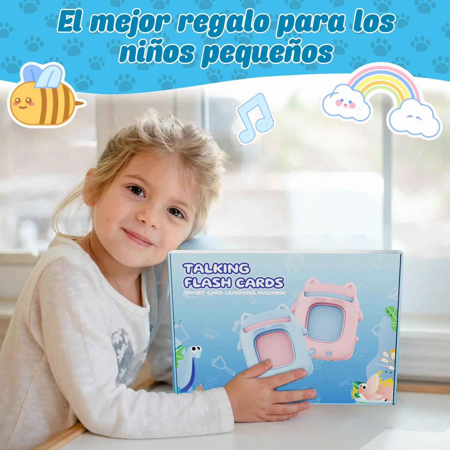 Electight Tarjetas Flash Parlantes Juguetes Educativos para Niños 3+ Años 224 Palabras 112 Tarjetas Doble Cara Bilingües Azul