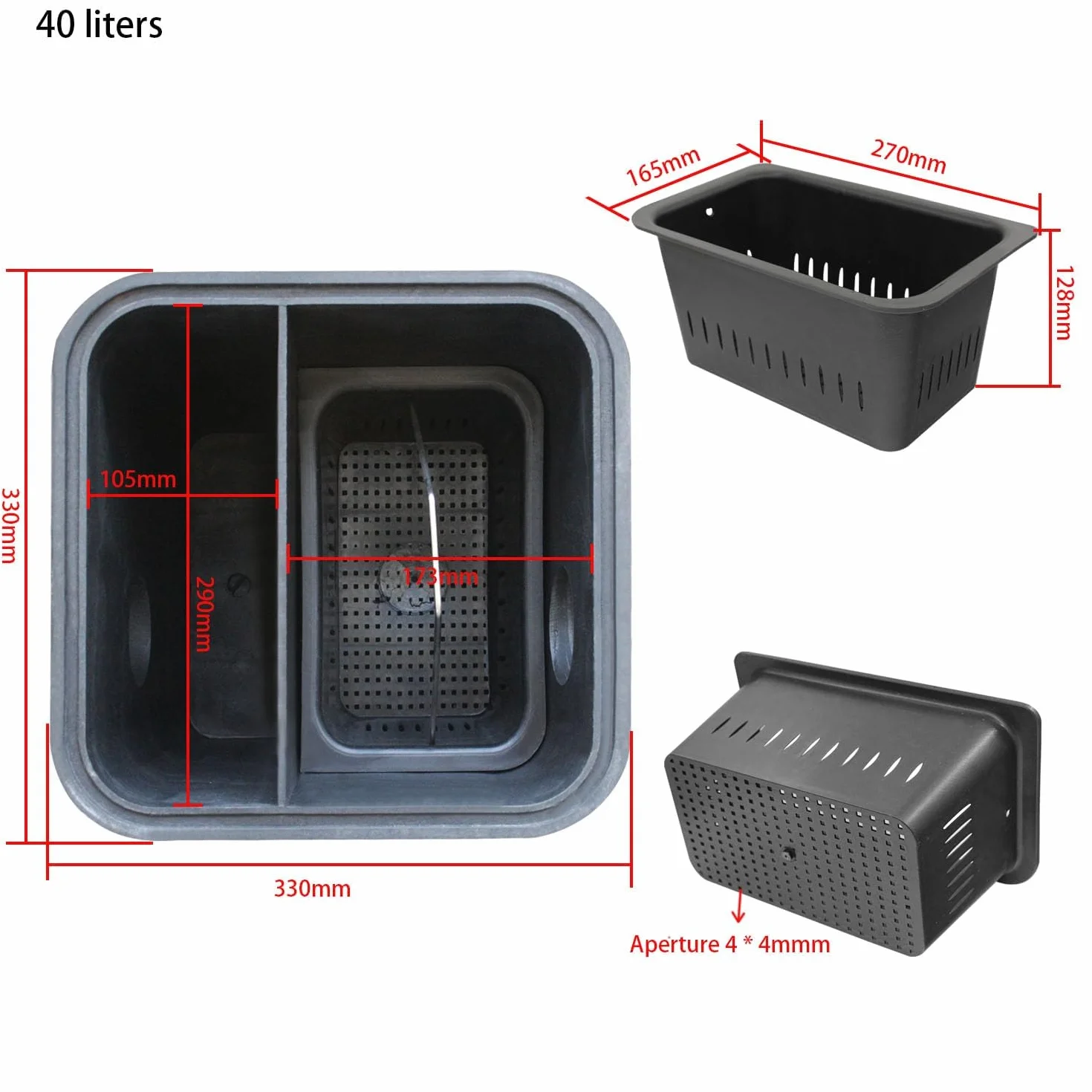 Trampa grasa HDPE separador de grasas bajo fregadero cocina interceptor de grasa restaurantes gastronomía (40 Litros)