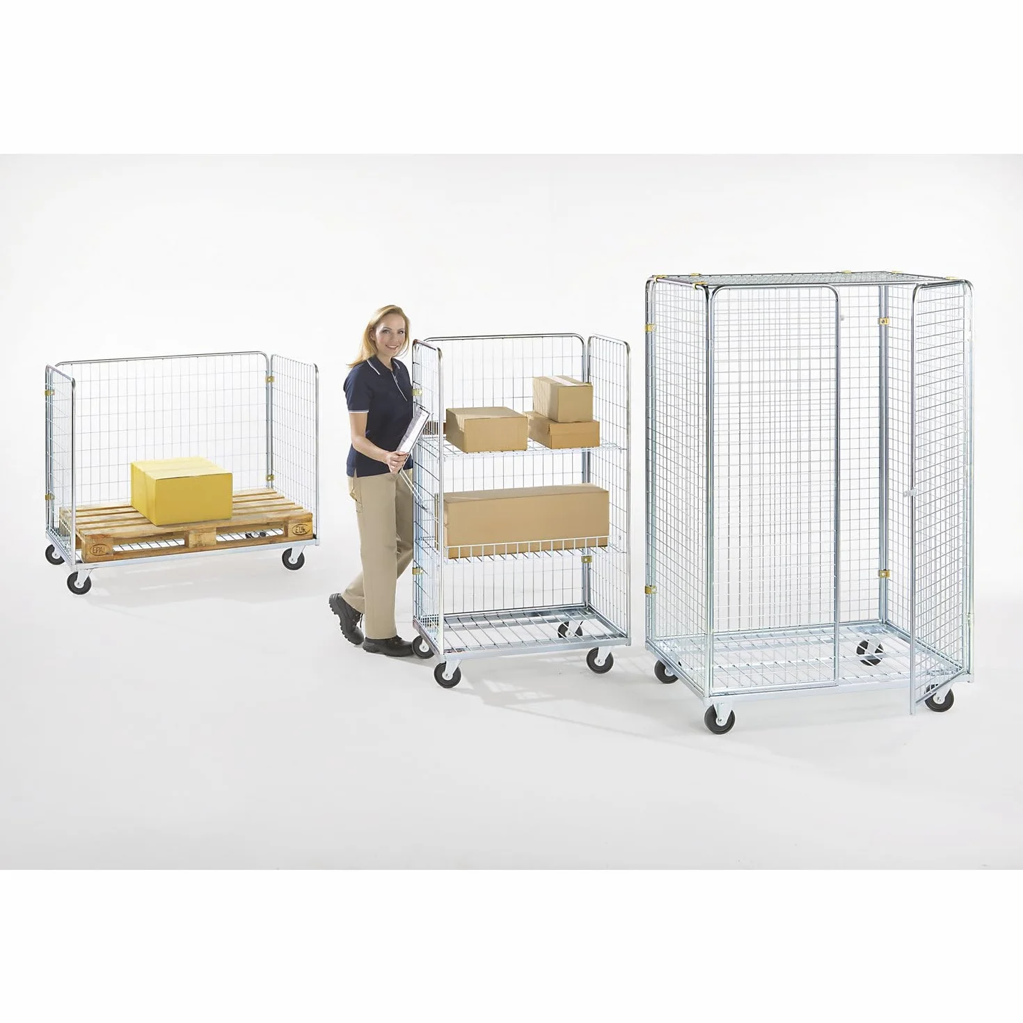 Contenedor rodante, con puerta batiente doble, A x P 1200 x 800 mm, altura