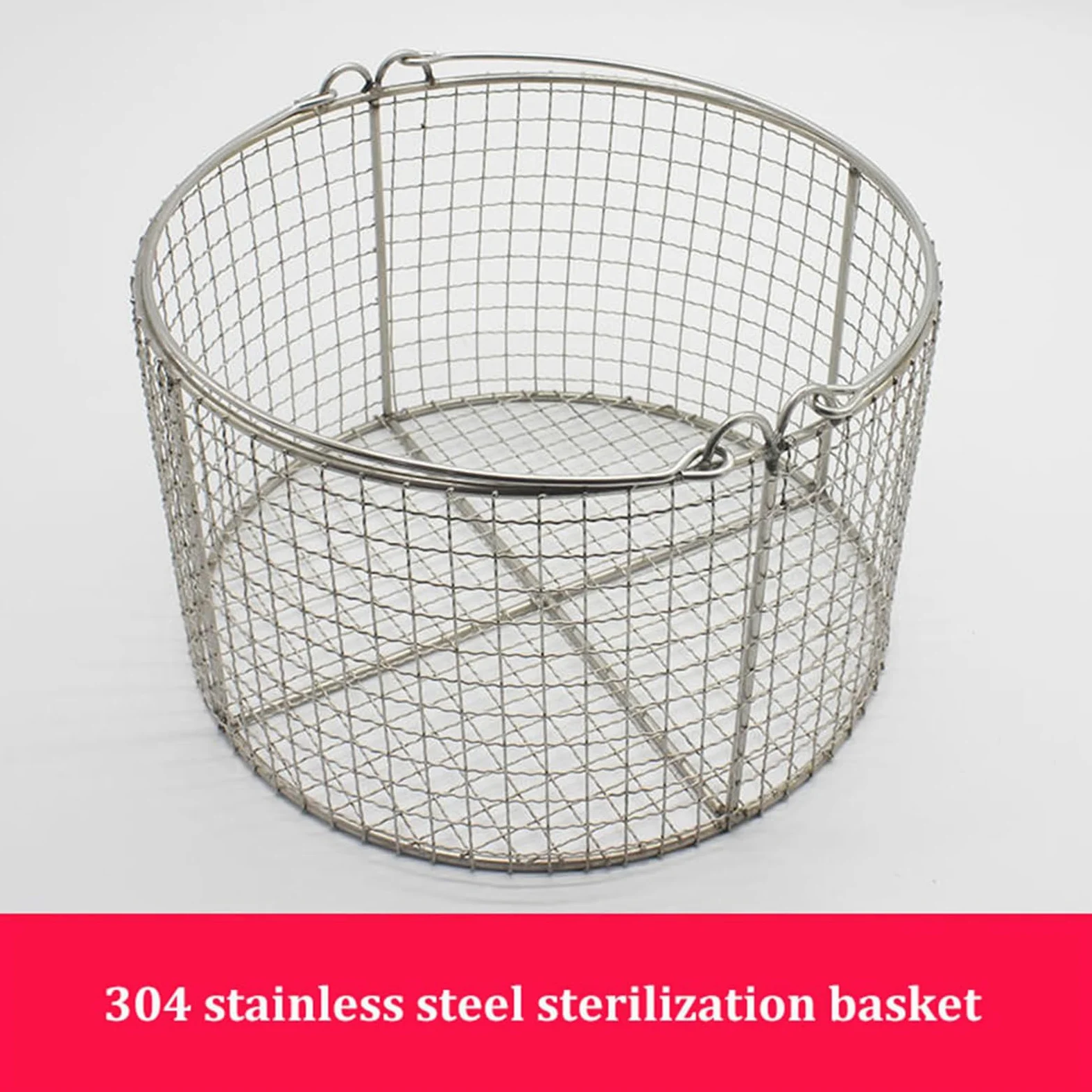 Bandeja redonda para instrumentos de esterilización con asas, cesta de malla de acero inoxidable 304 para instrumentos de laboratorio de hospital, bandeja médica autoclavable