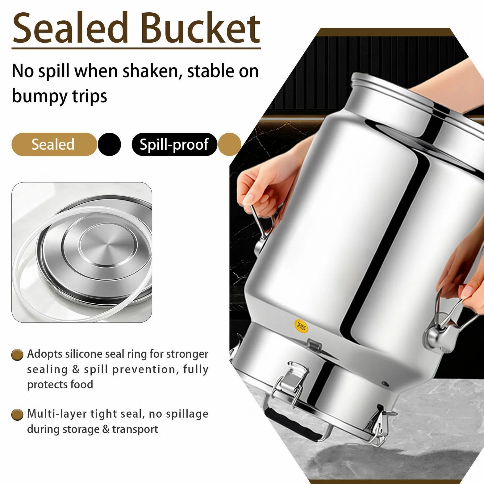 Bidón De Acero Inoxidable para Transporte De Leche con Grifo,A-30L | cubo acero Inoxidable para vino/recipiente para lácteos/bidón de leche/jarra con tapa sell,A-30L