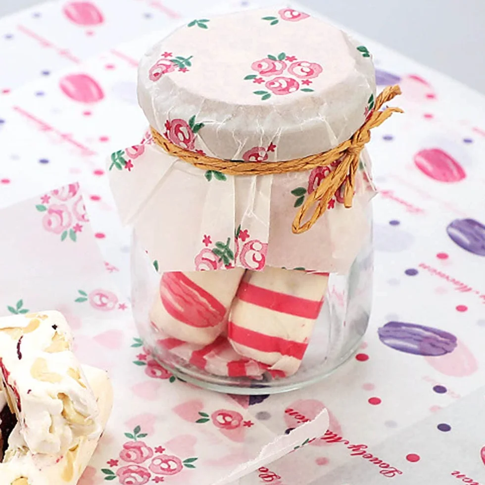 YunBey 100 Piezas Papel Encerado Impreso para Envolver Alimentos, Forros Cesta a Prueba de Grasa, 21x25 cm