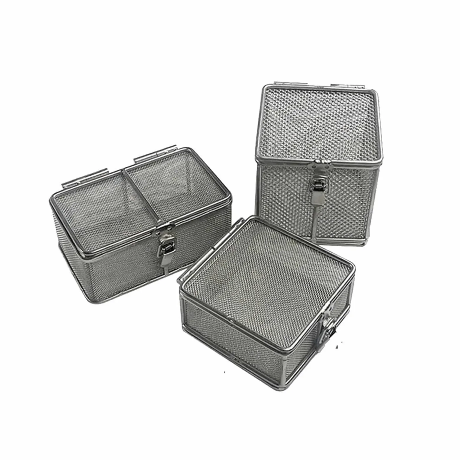 Cesta de malla de acero inoxidable con tapa，Contenedor para limpieza, lavado y esterilización de instrumental quirúrgico en hospitales(25 * 15 * 5cm)