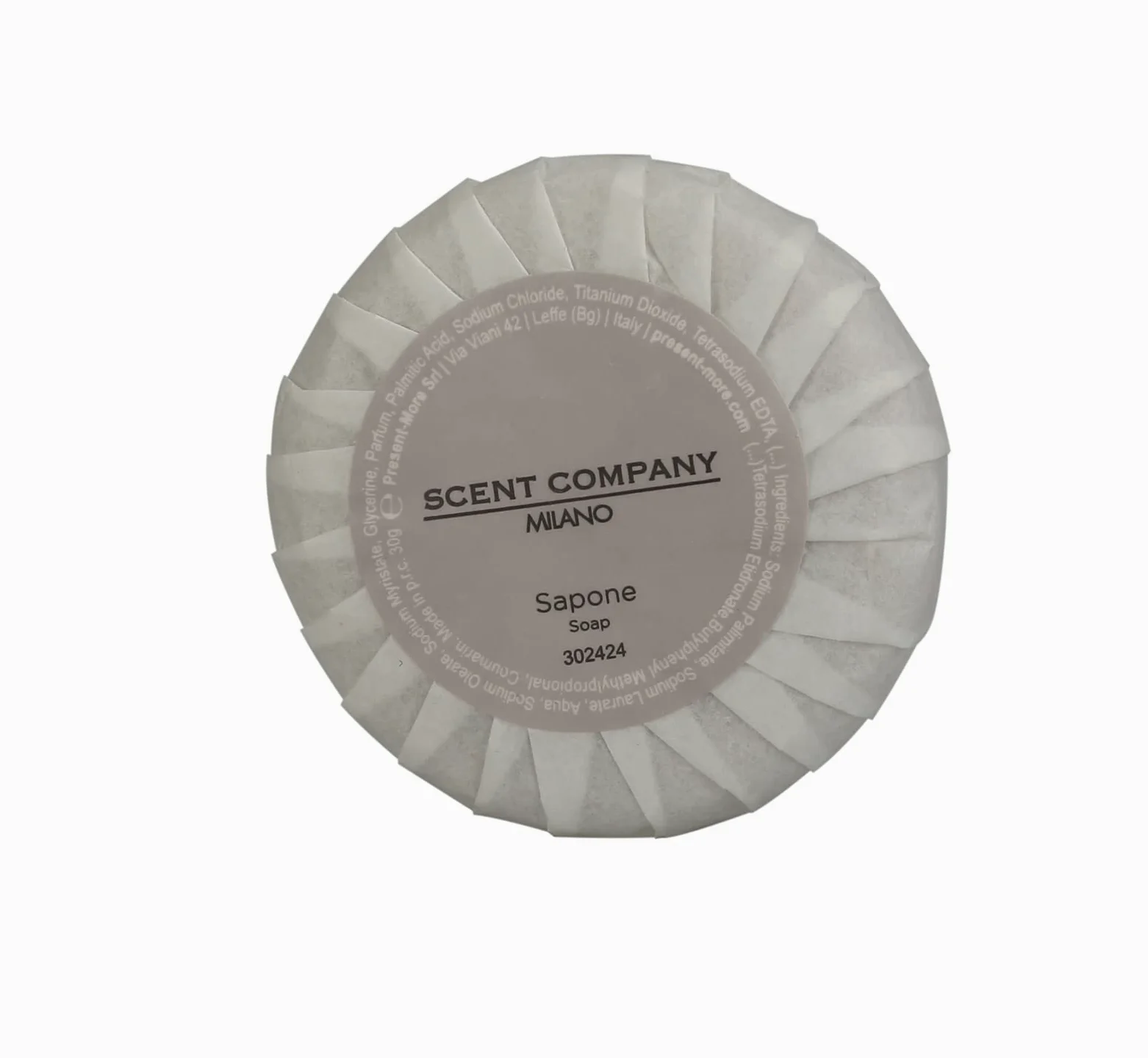 Present-More Jabon manos 30gr Scent Company Milano - Jabon 250 unidades para Hoteles y B&B | Jabon con fragancia Ámbar Real