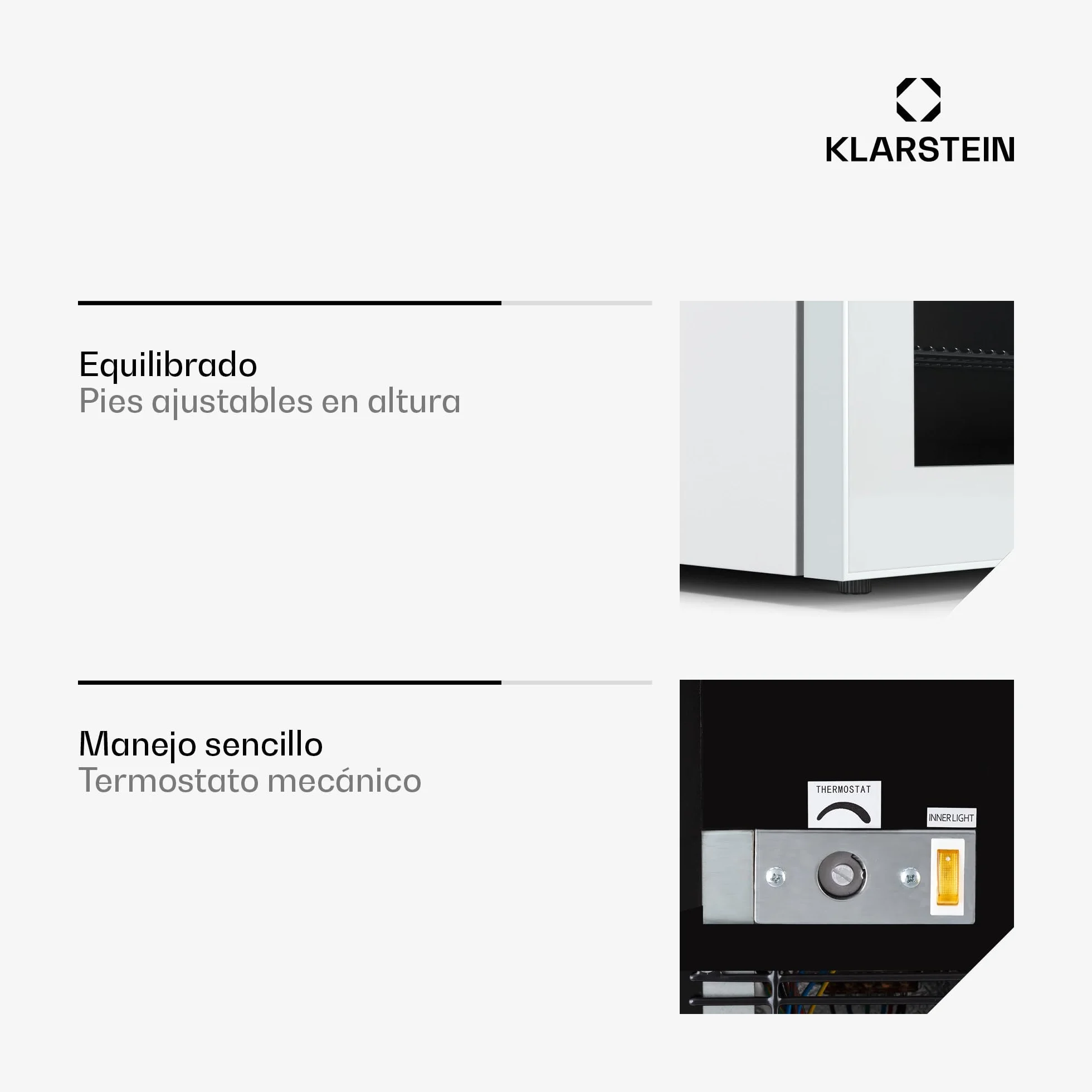 Klarstein IceAge 88 Congelador Pequeño 88L Temperatura Ajustable 0 a -18°C Puerta de Cristal Iluminación Led 3 Estantes Eficiencia Energética E Blanco