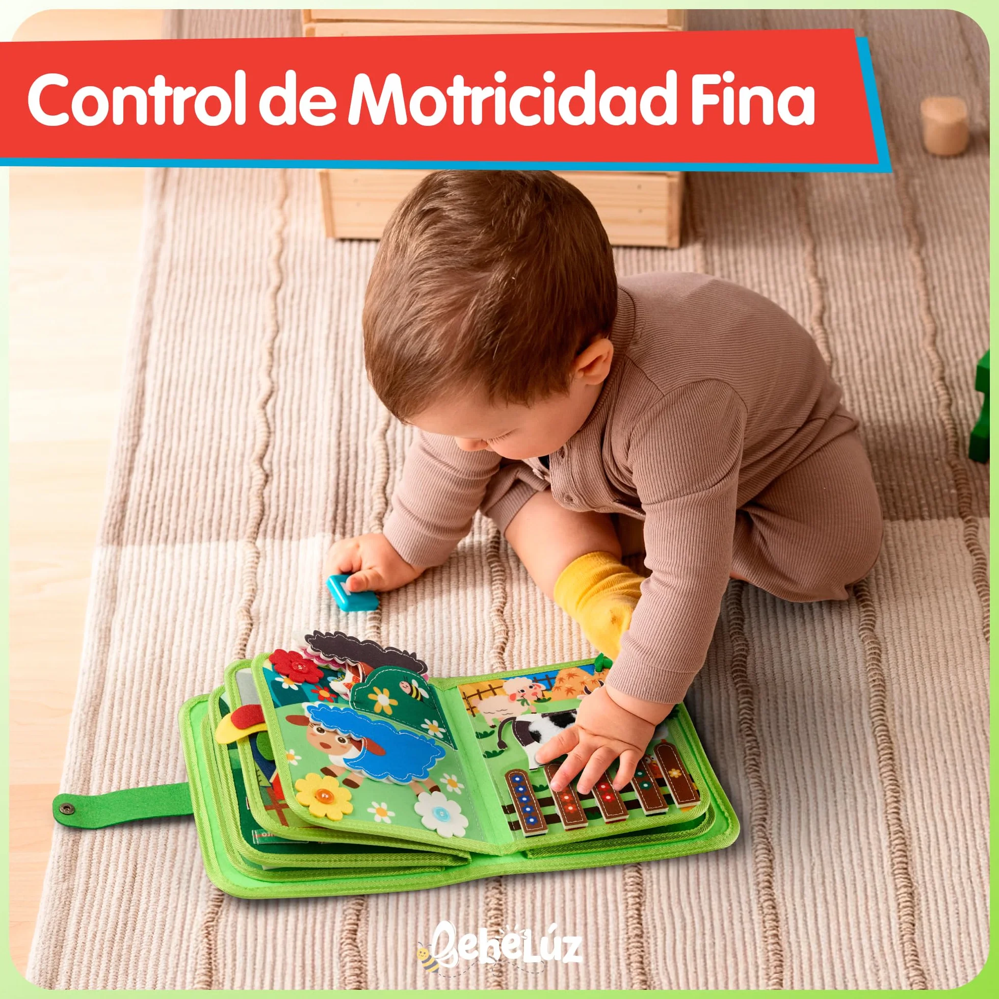 Libro Montessori en Español - Busy Board 20 en 1, Busy Book Interactivo de Animales Granja para Bebé
