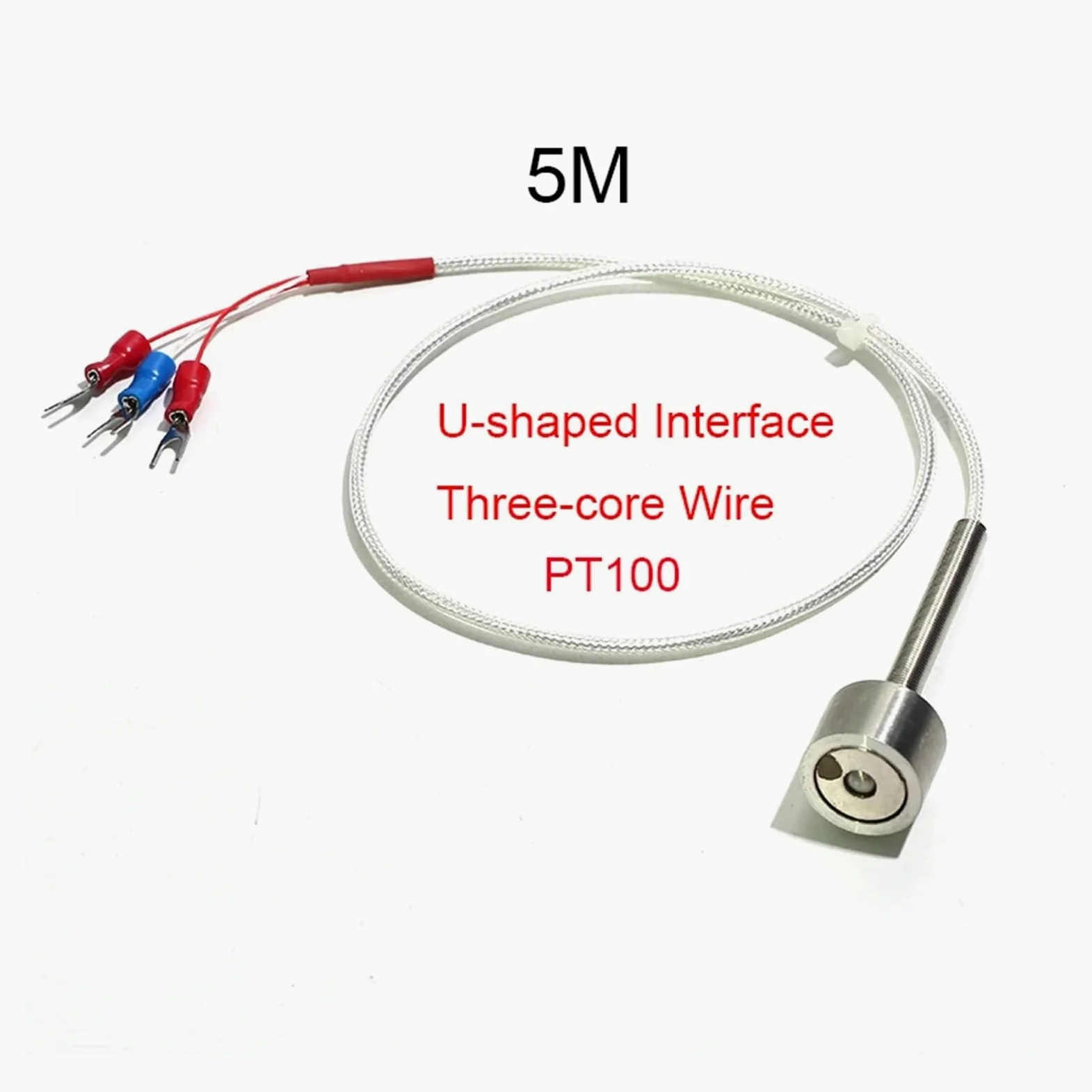 Enchufe de interfaz termopar adsorción magnética fuerte con cable blindado acero inoxidable 1 pieza(PT100 5m)