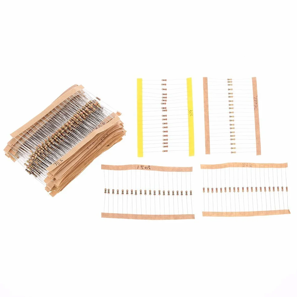 DollaTek 560PCS Resistores de película de carbón 1/4W 1% Kit 56 valores 1 Ohm ~ 10M ohmios
