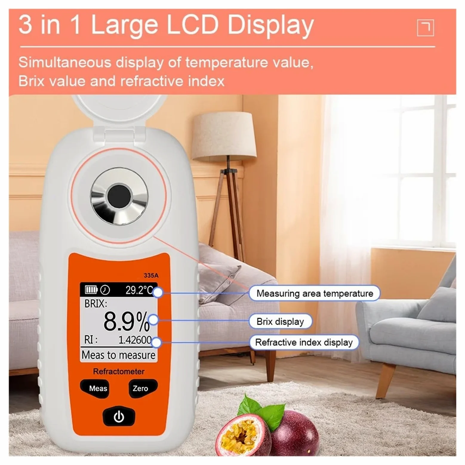 Refractómetro digital Brix Meter, jugo de fruta, bebida, vino, cerveza, herramienta de medición del contenido de alcohol, concentración 0-35% medidor de azúcar Respuesta Rápida