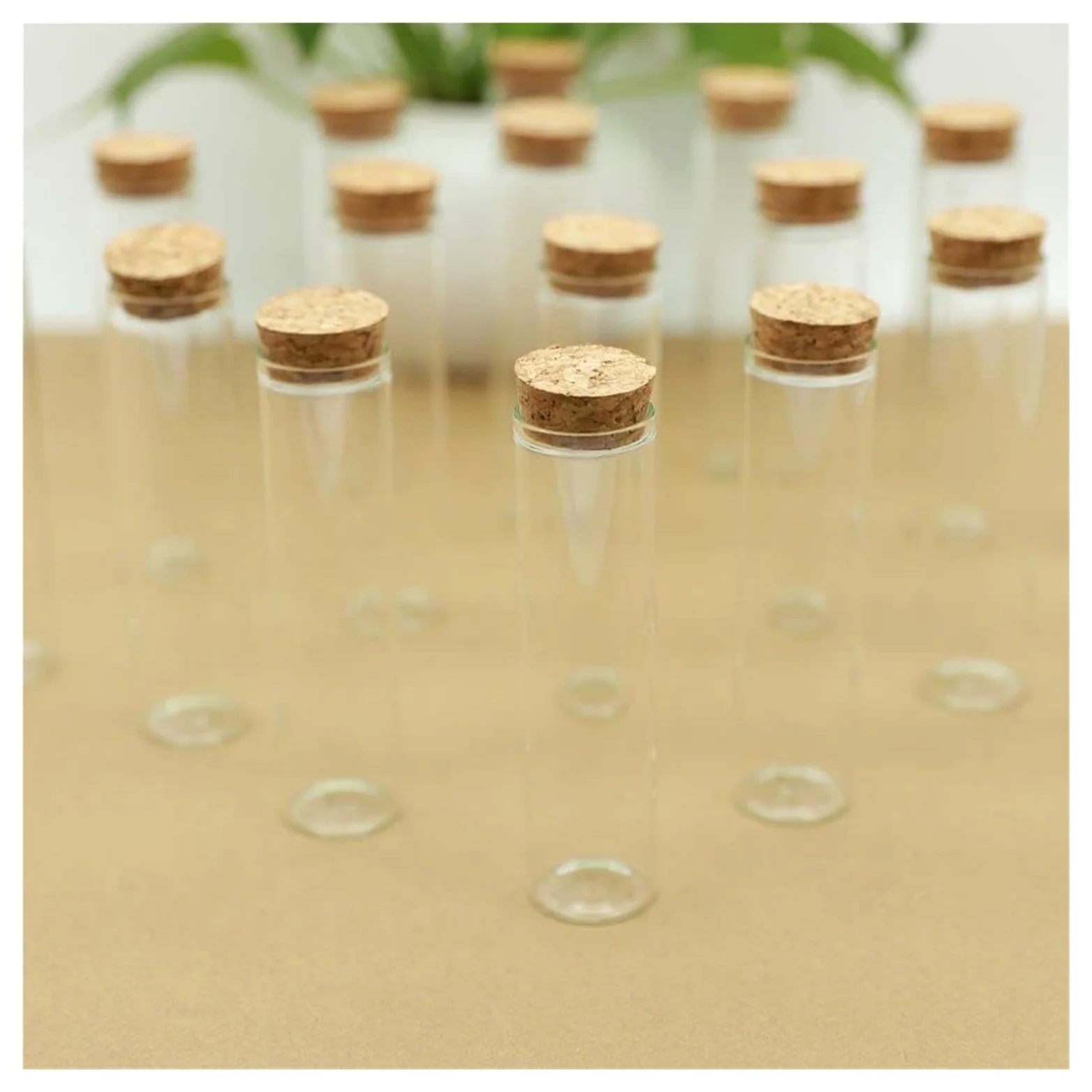 Tubos de ensayo de Vidrio Transparente, Paquete de 24 Viales Botella Vidrio 30x120 mm y 60 ml con tapón Corcho