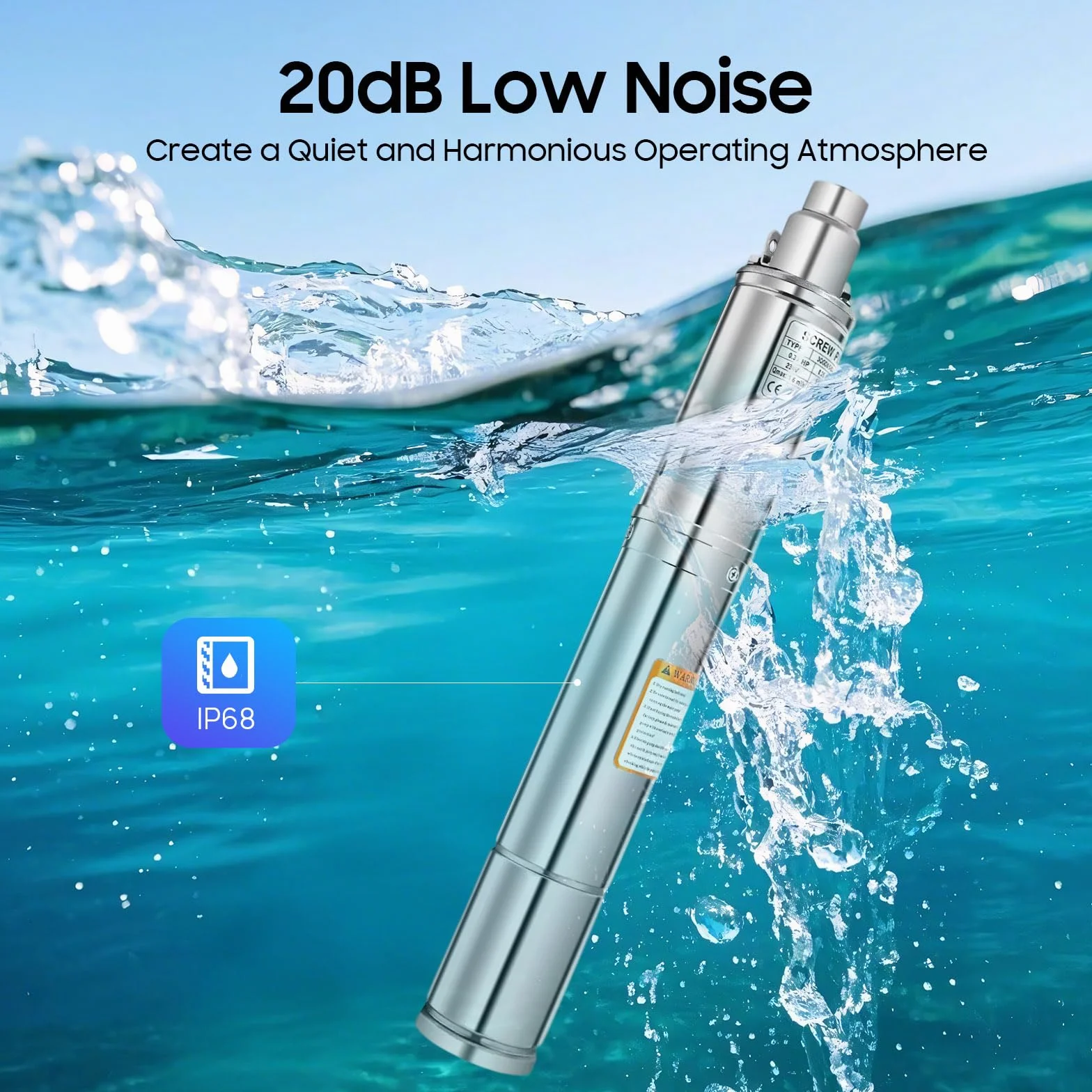 MINRS Bomba para pozos profundos, 240 V, 250 W, de acero inoxidable, caudal máximo 1600 L/h, bomba sumergible máx. altura de extracción de 80 m, bomba de tubo para pozos, riego de granjas, abrevadero