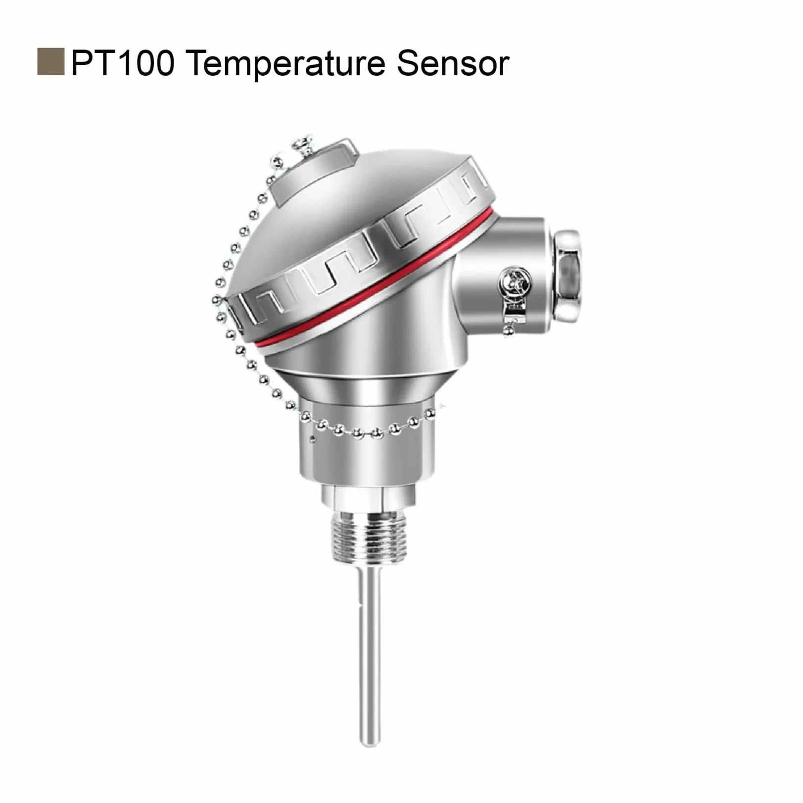 Sensor de Temperatura, Sensor RTD PT100, sonda Industrial integrada Acero Inoxidable con Rosca(250 mm)